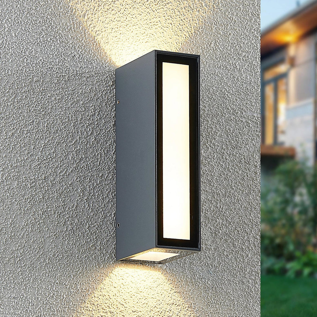 LED utevegglampe Loriava mørkegrå aluminium foran