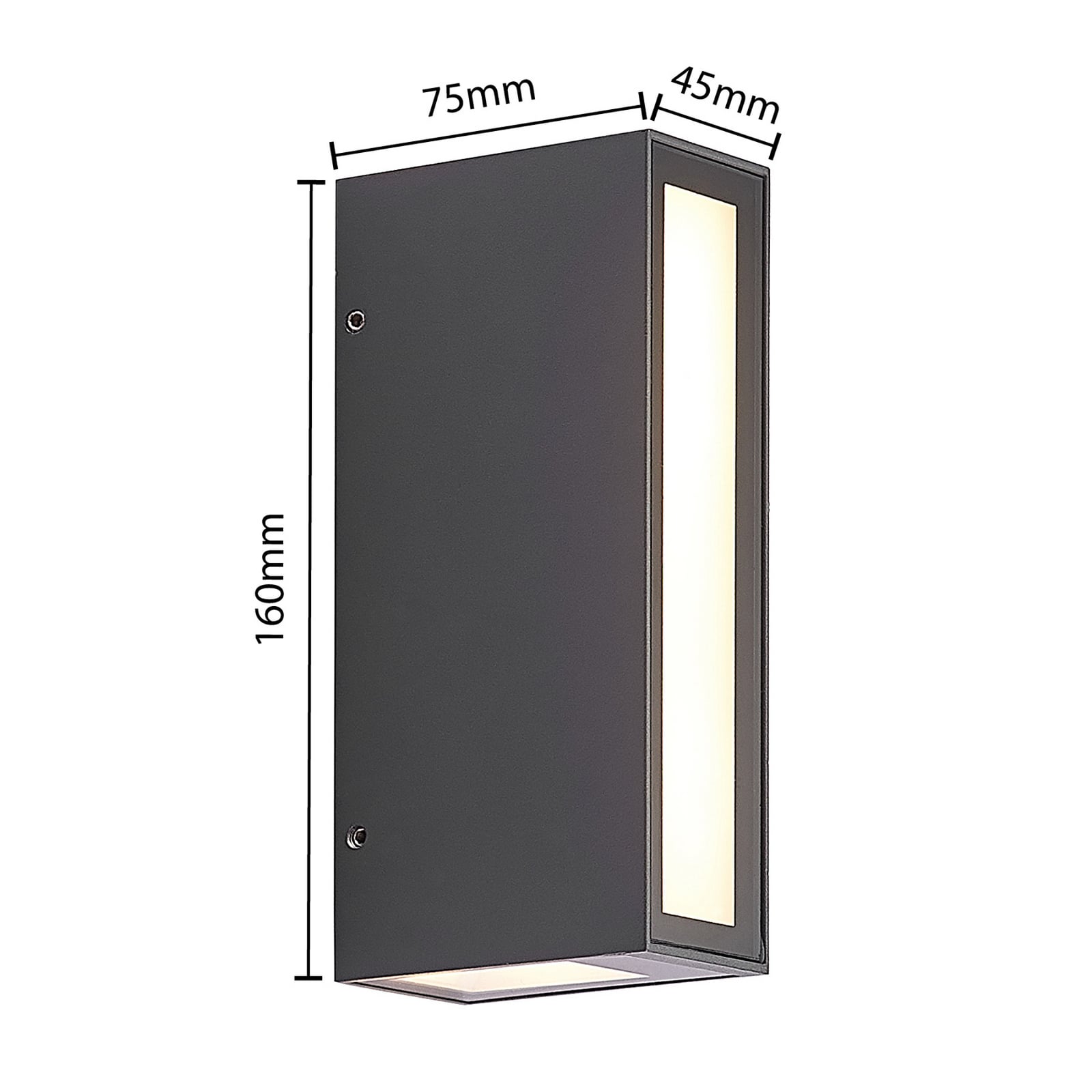LED utevegglampe Loriava mørkegrå aluminium montert