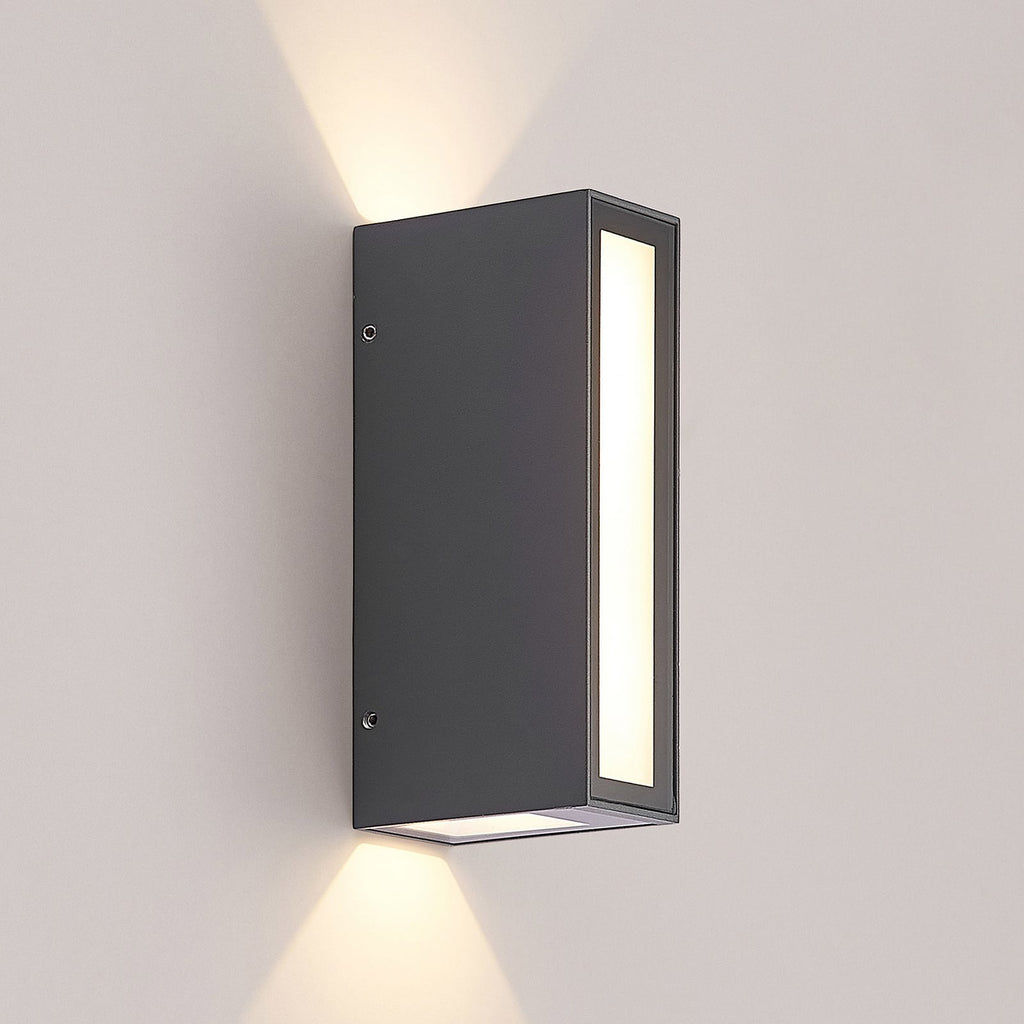 LED utevegglampe Loriava mørkegrå aluminium nærbilde