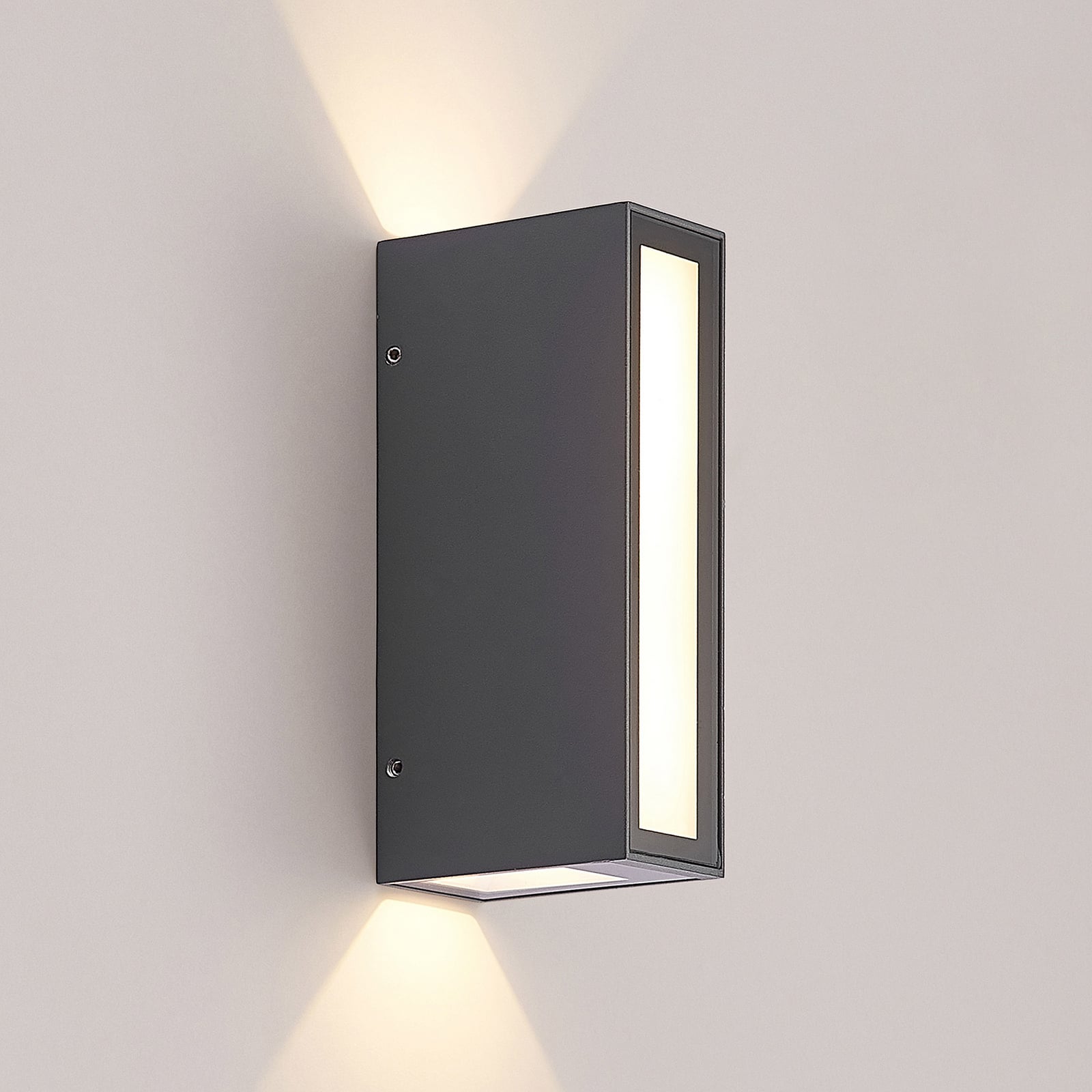 LED utevegglampe Loriava mørkegrå aluminium nærbilde