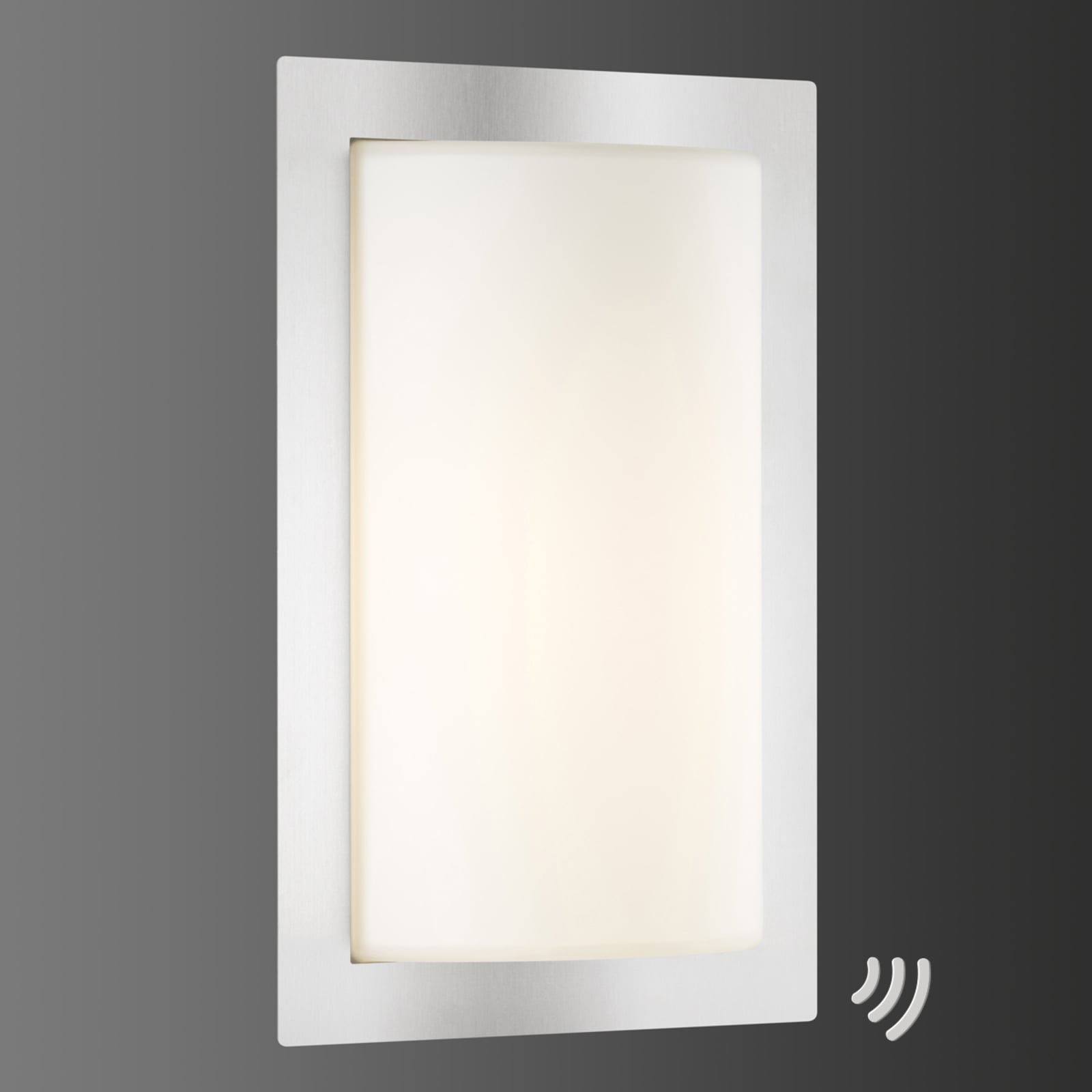LED utevegglampe Luis med bevegelsessensor rustfritt stål IP44 forfra