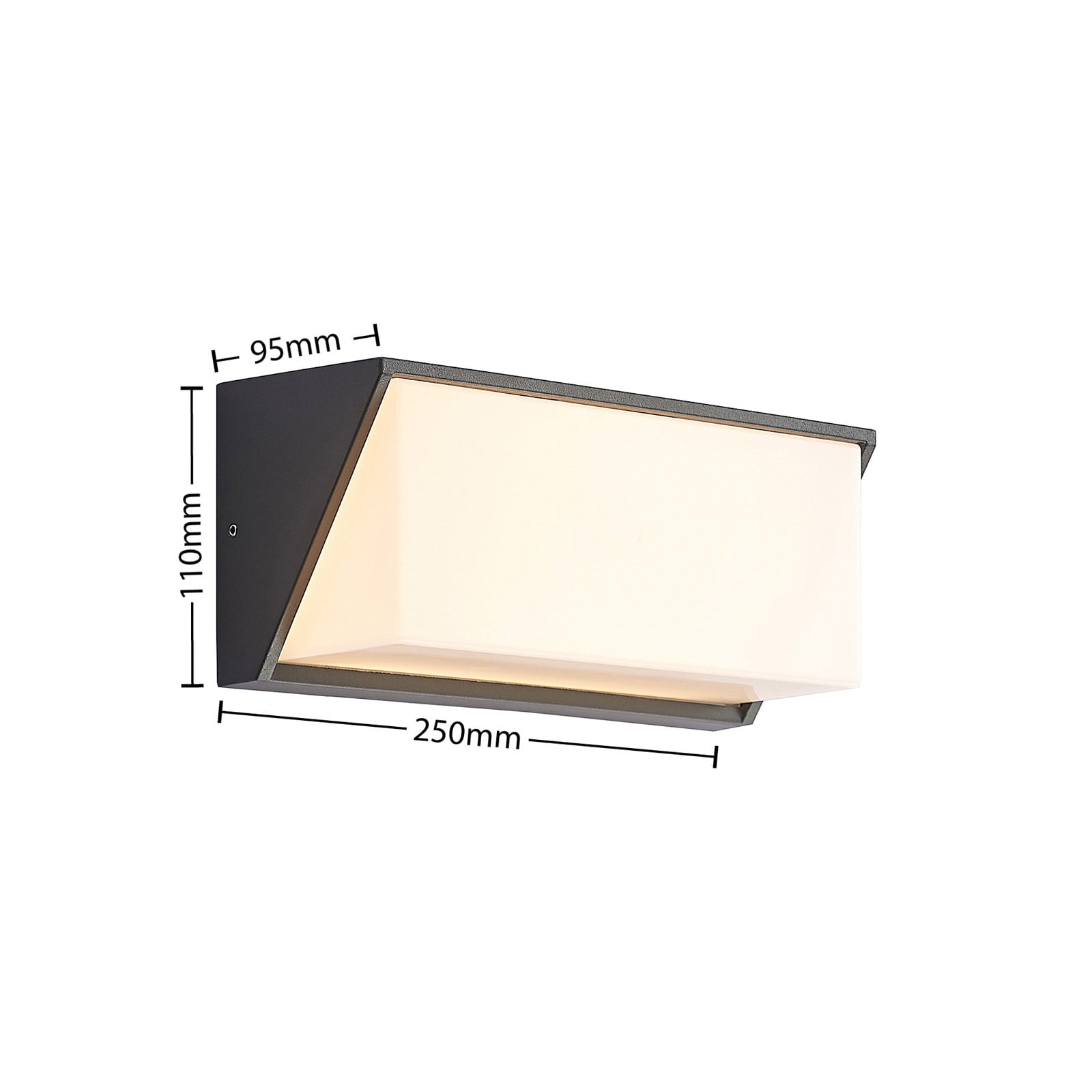 Nærbilde av LED utevegglampe Malim antrasitt 25 cm IP65 16W