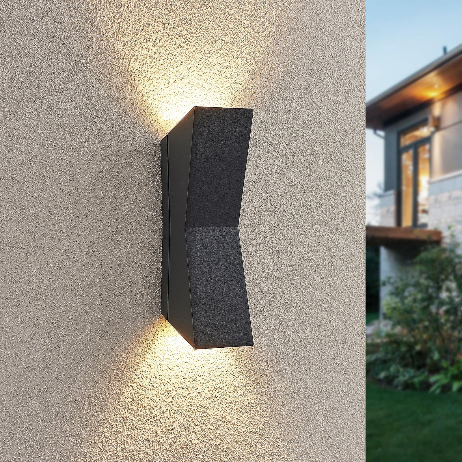 LED utevegglampe Maniela opp/ned antrasitt IP65 bakside