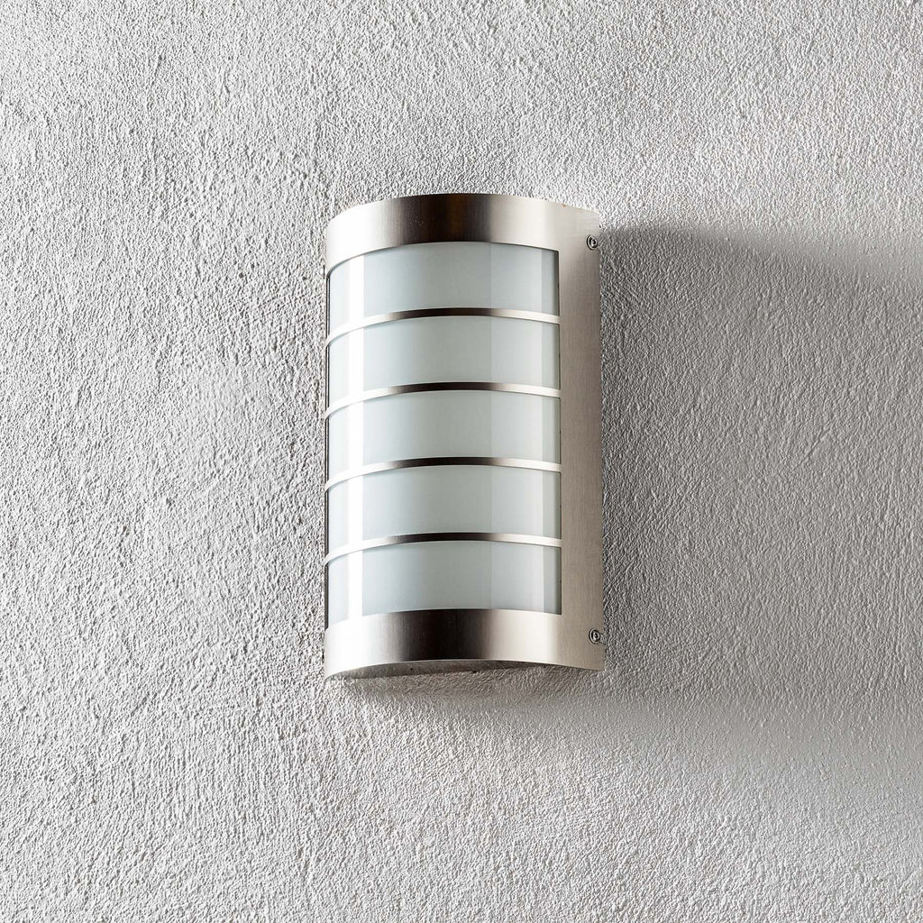 LED utevegglampe Marco 1 rustfritt stål og glass bakside