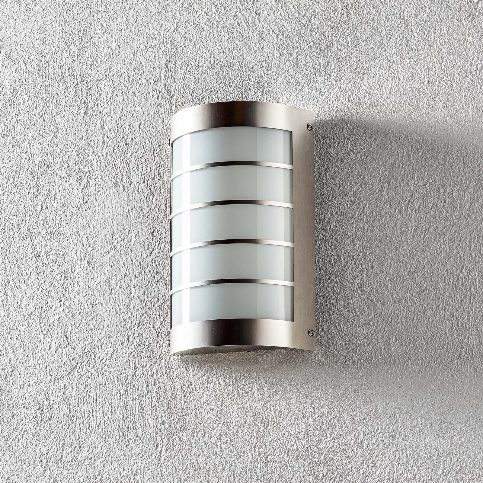 LED utevegglampe Marco 1 rustfritt stål og glass bakside