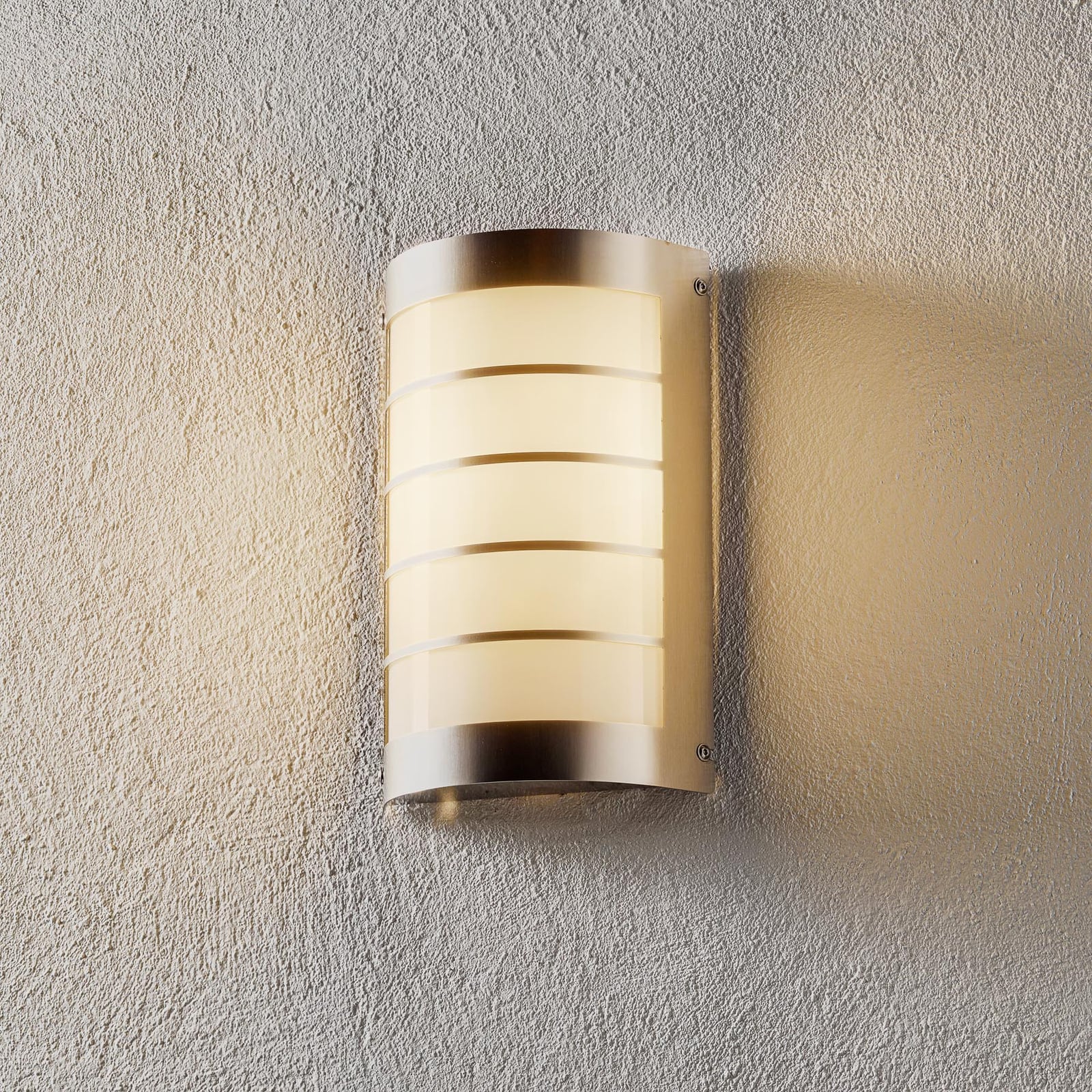 LED utevegglampe Marco 1 rustfritt stål og glass forfra