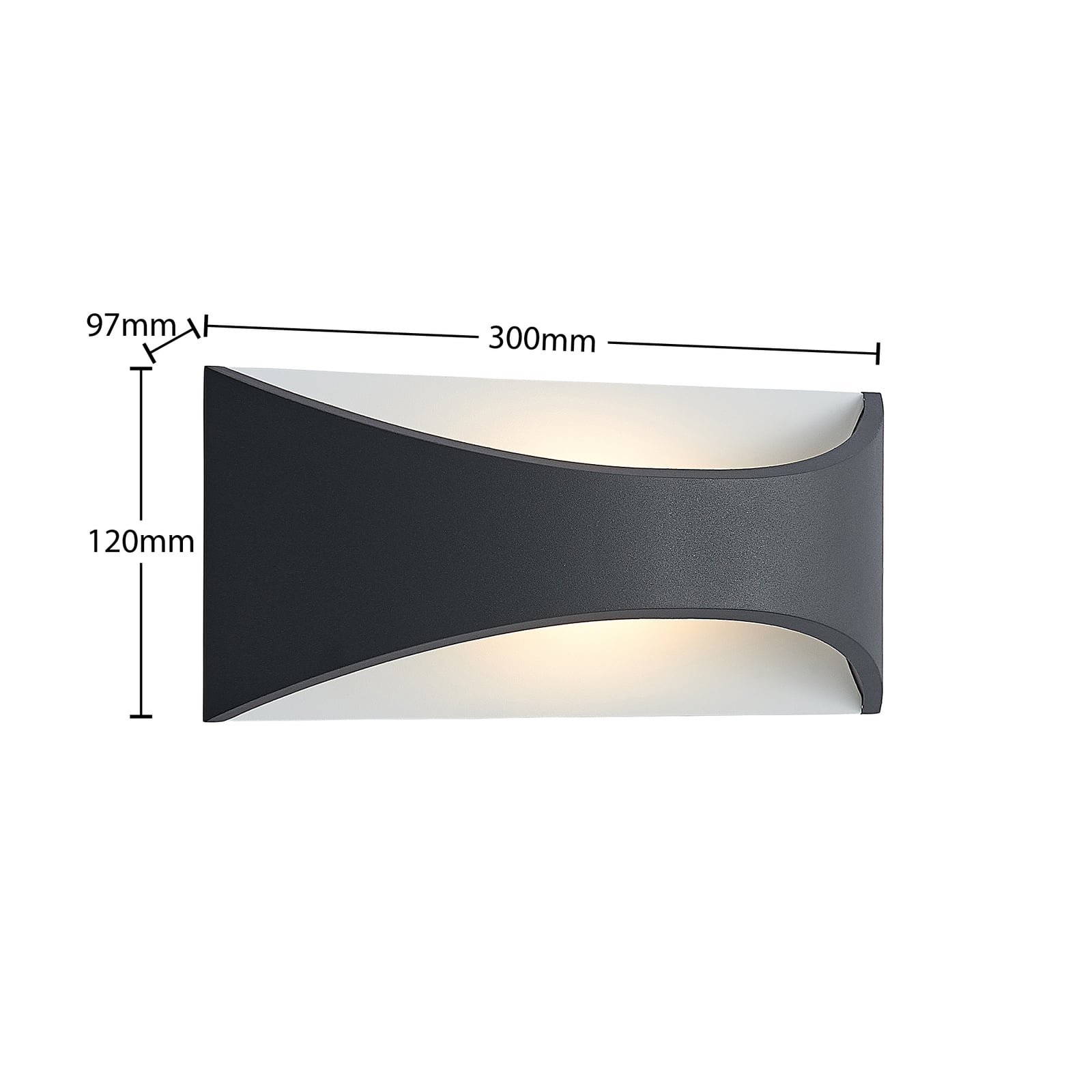 LED utevegglampe Mathea aluminium antrasitt profil