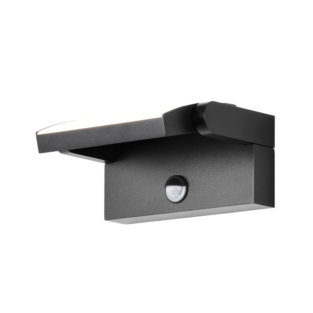 LED utevegglampe med bevegelsessensor antrasitt CCT IP54 bakside