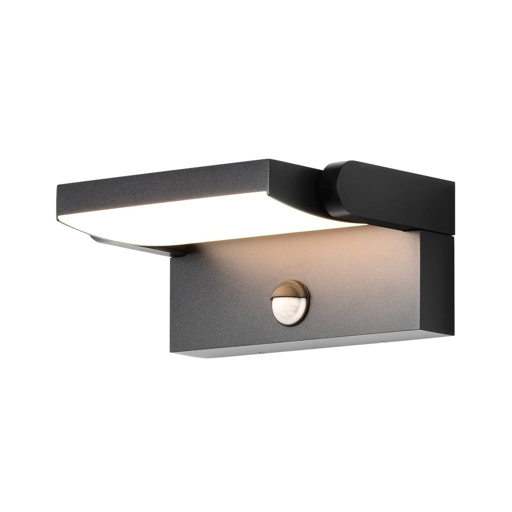 Detalj av LED utevegglampe med bevegelsessensor antrasitt CCT IP54