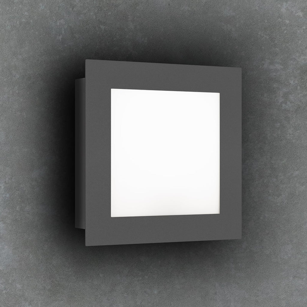 LED utevegglampe med bevegelsessensor grafitt opalglass fra front