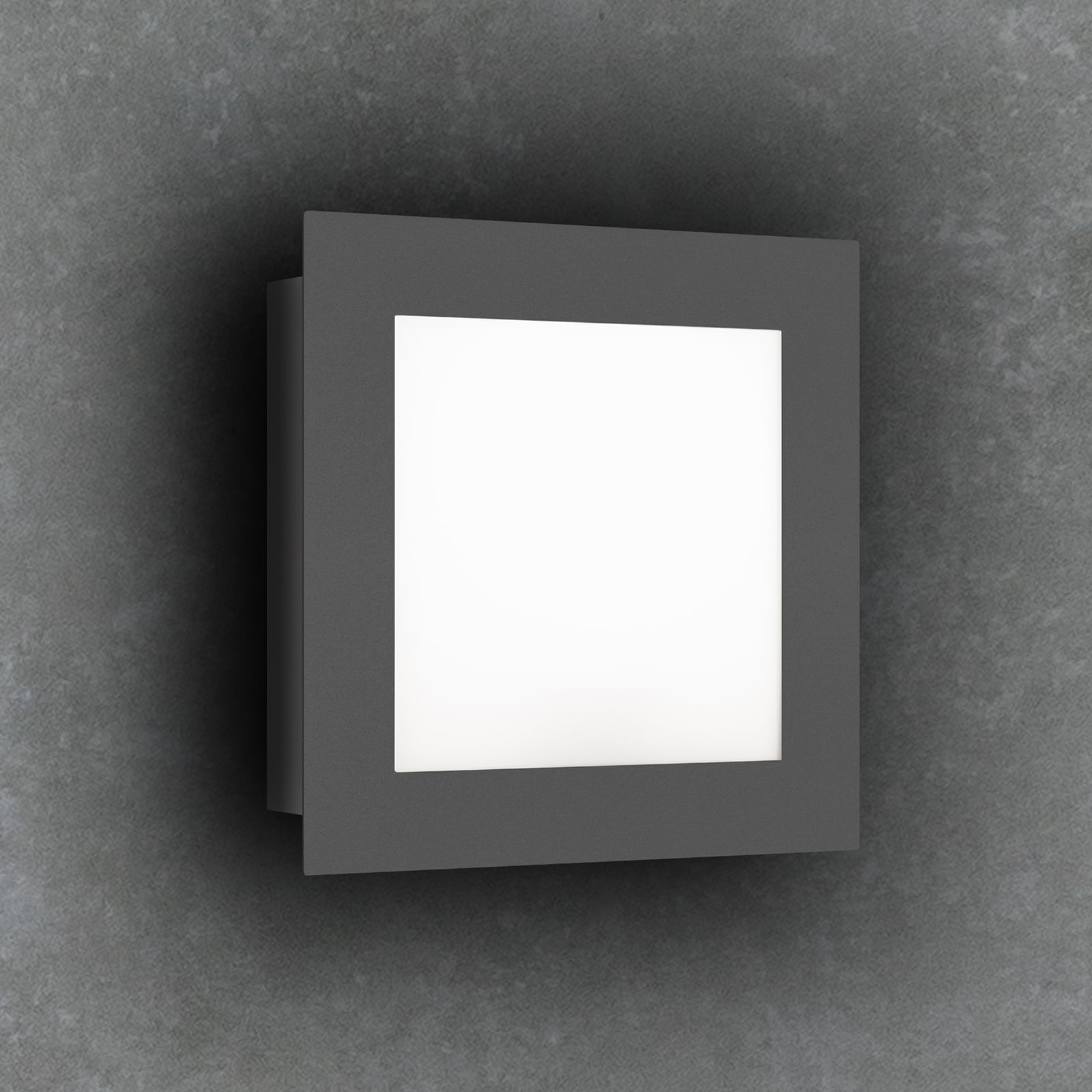 LED utevegglampe med bevegelsessensor grafitt opalglass fra front