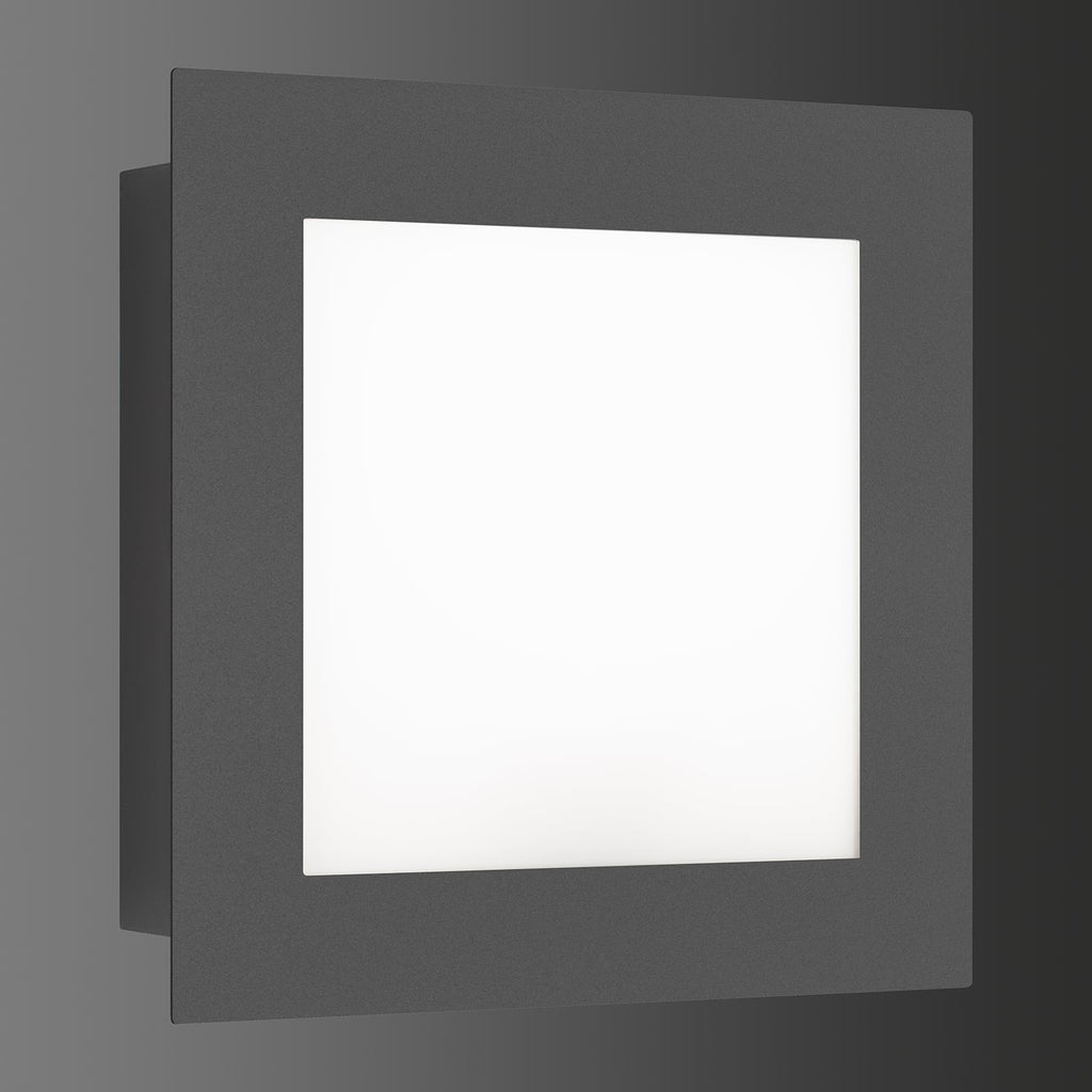 Montert LED utevegglampe med bevegelsessensor i grafitt og opalglass