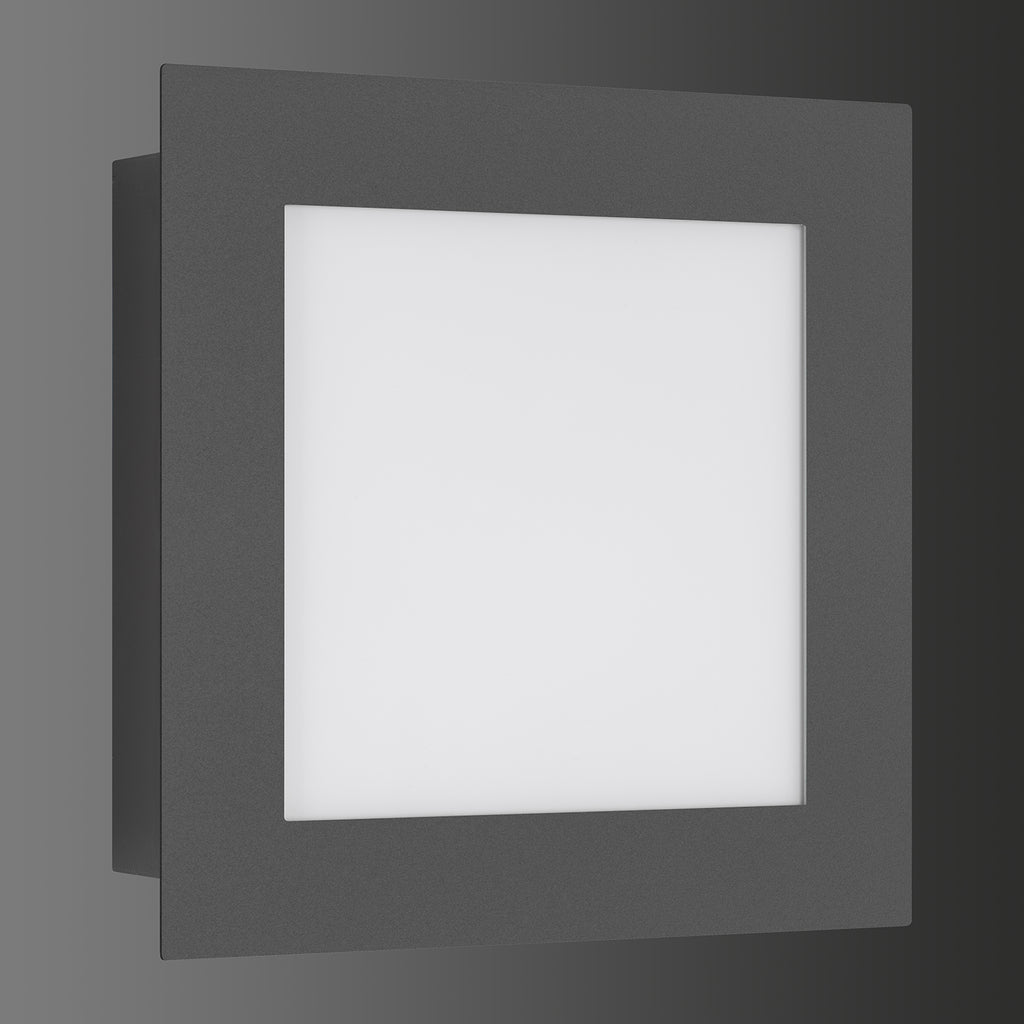 Nærbilde av bevegelsessensor på LED utevegglampe grafitt opalglass