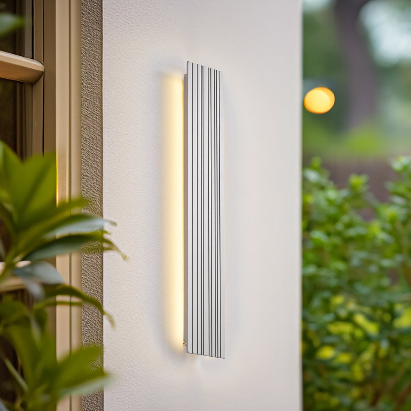 LED utevegglampe Melira grå aluminium 60 cm forfra