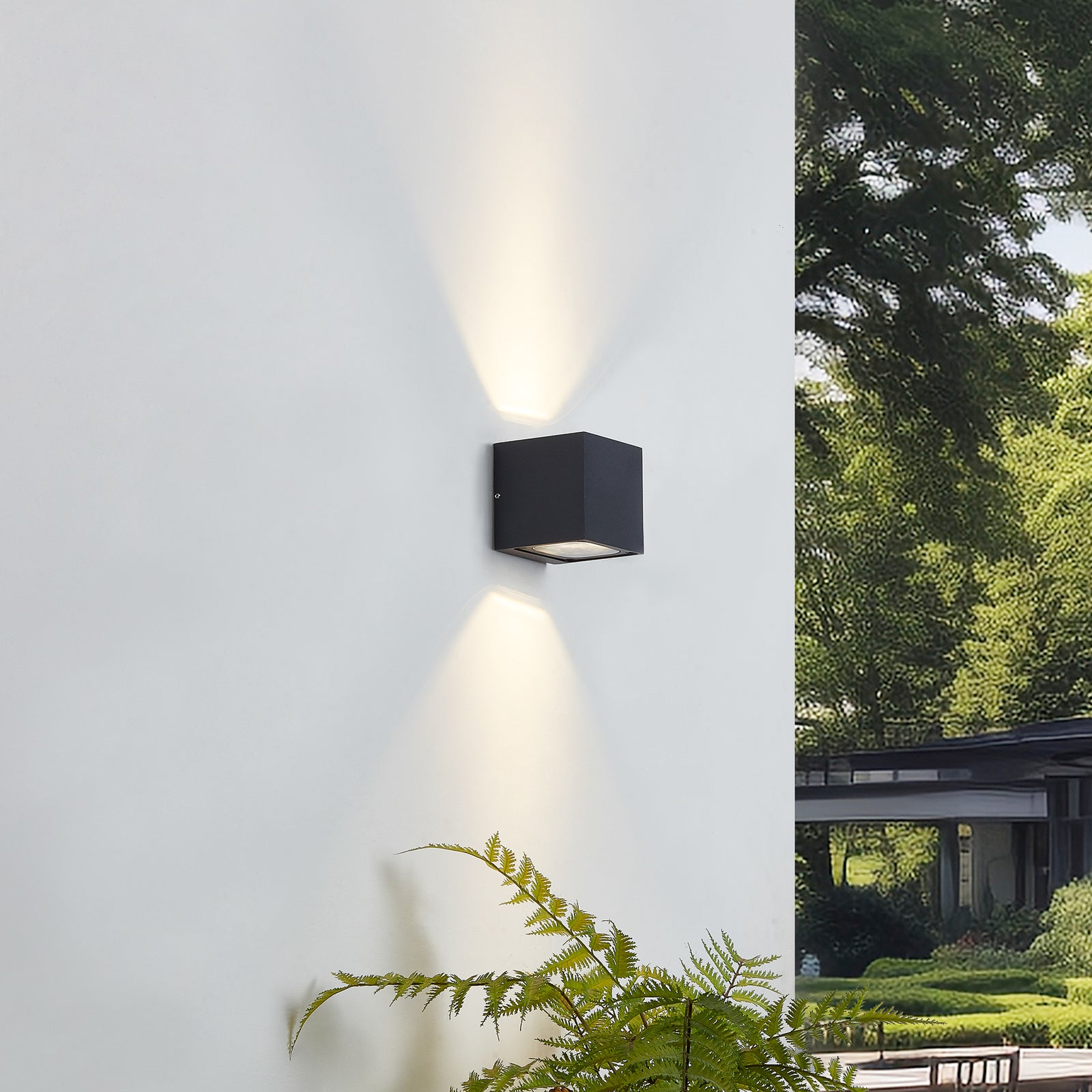 LED utevegglampe Merjem opp og ned 10 cm IP54 mørk grå bakside