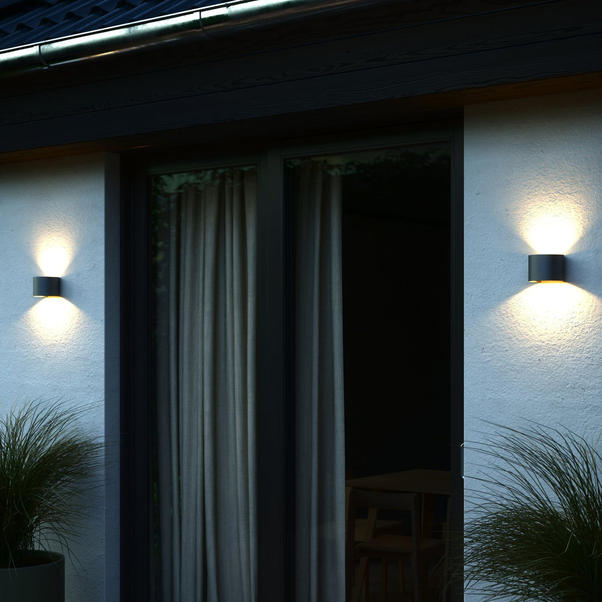 LED utevegglampe Milda opp og ned antrasitt IP44 sideprofil