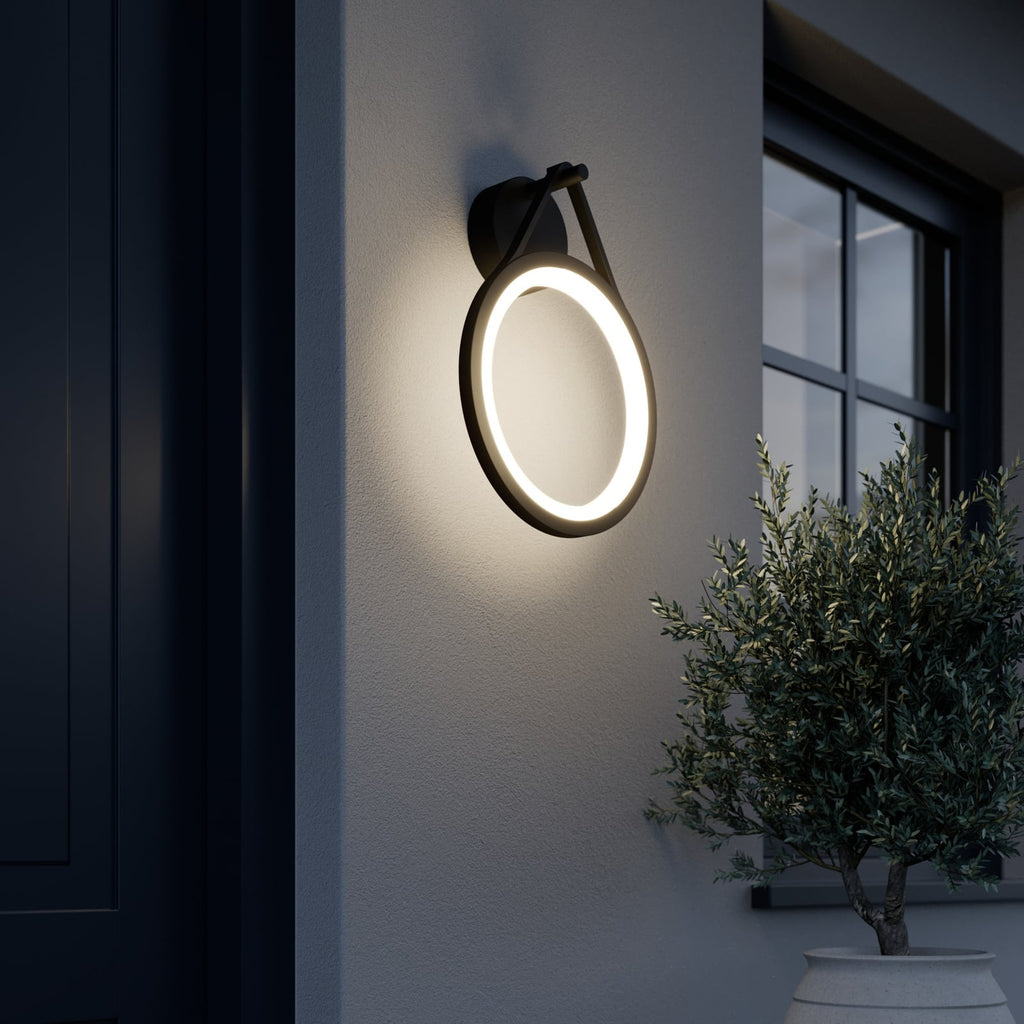 LED utevegglampe Mirco ringform 30 cm svart IP65 bakside