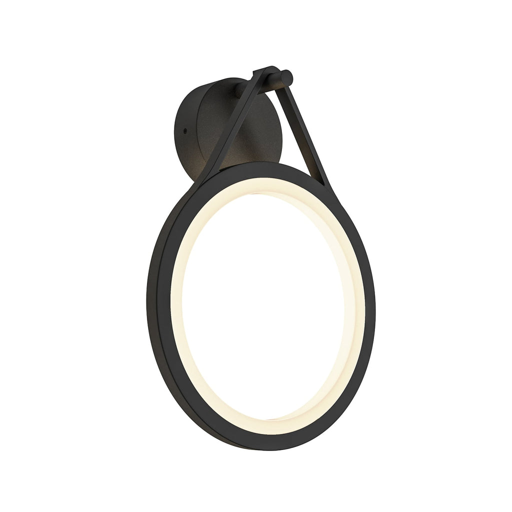 LED utevegglampe Mirco ringform 30 cm svart IP65 montert på vegg