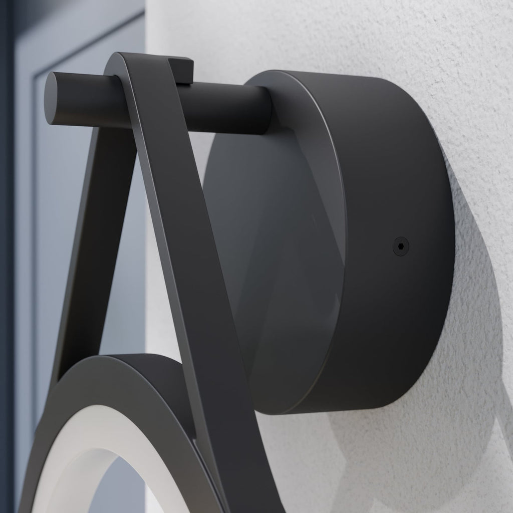 LED utevegglampe Mirco ringform 30 cm svart IP65 sideprofil