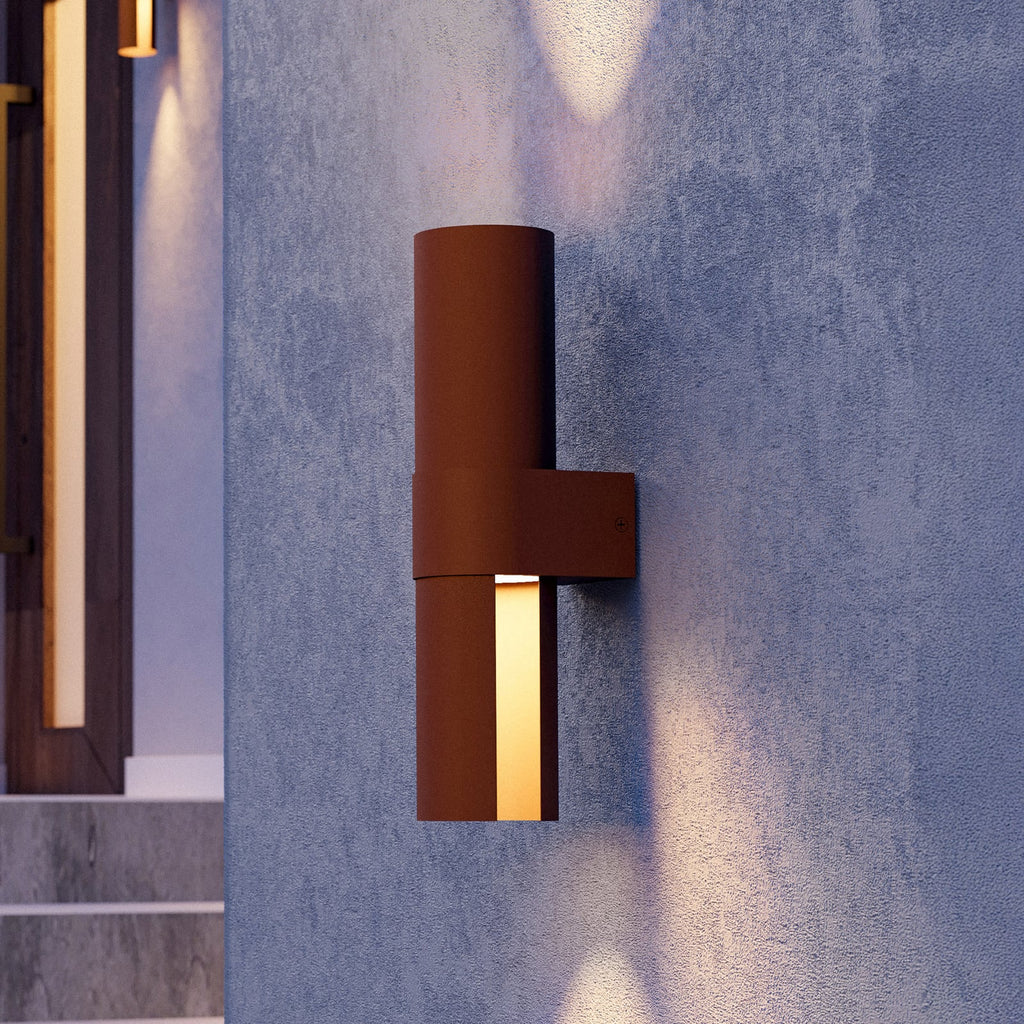 LED utevegglampe Montelauro rustfarget foran