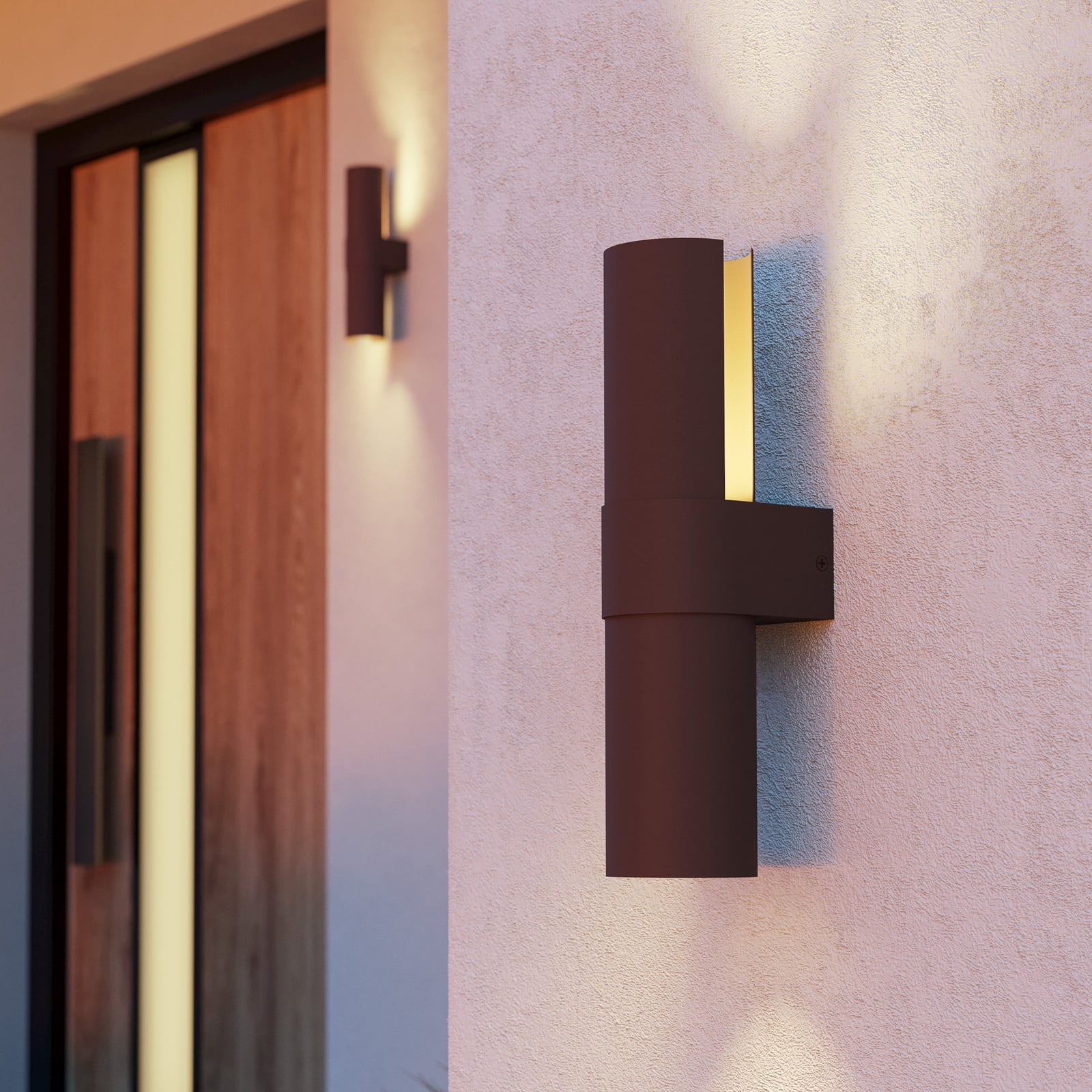 LED utevegglampe Montelauro rustfarget bakside