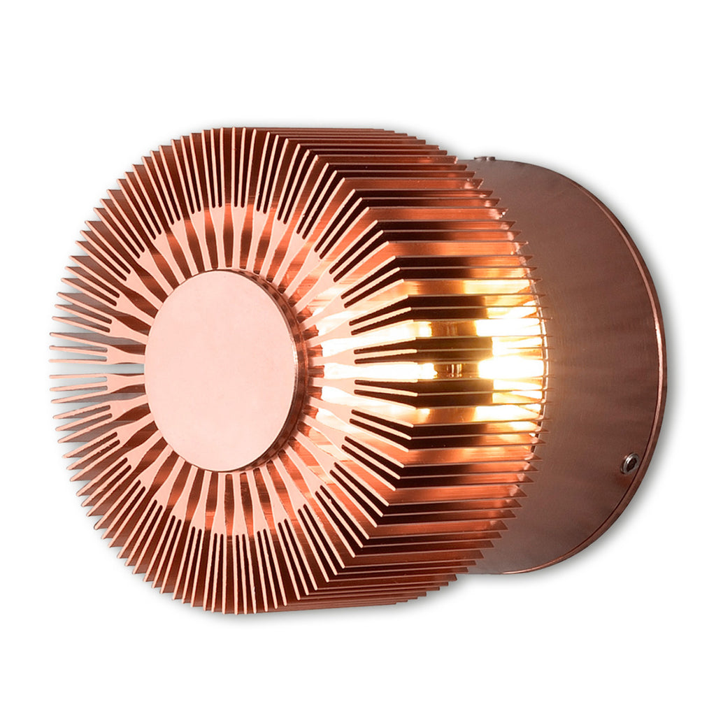 Montert LED utevegglampe Monza rund kobber Ø9 cm IP54