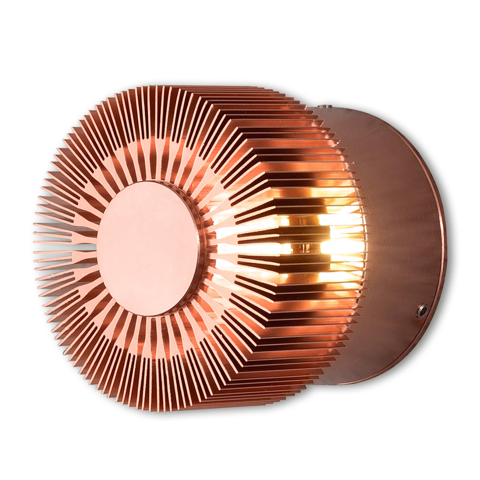Montert LED utevegglampe Monza rund kobber Ø9 cm IP54