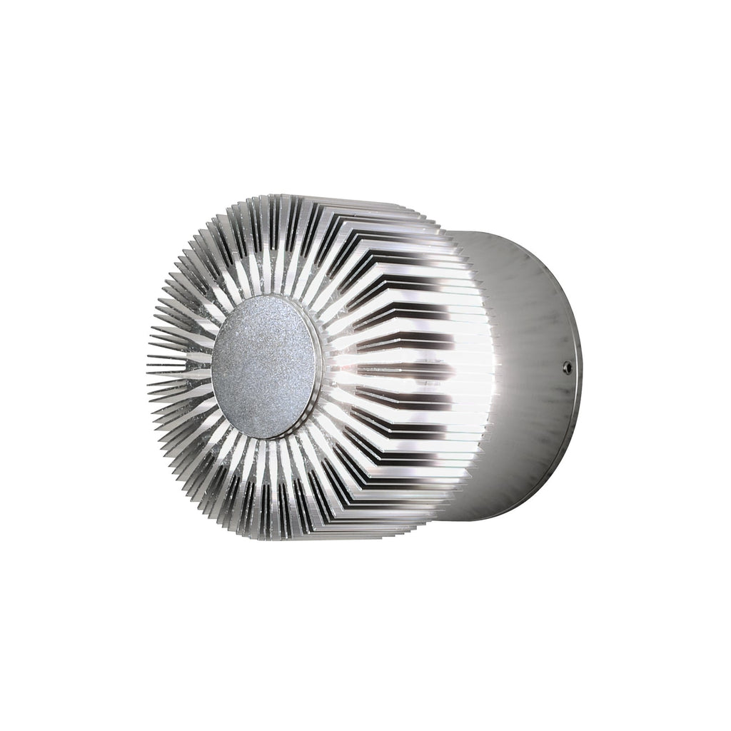 LED utevegglampe Monza rund sølv detalj