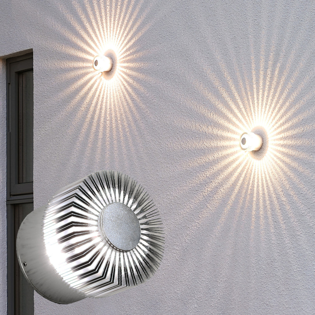 LED utevegglampe Monza rund sølv side