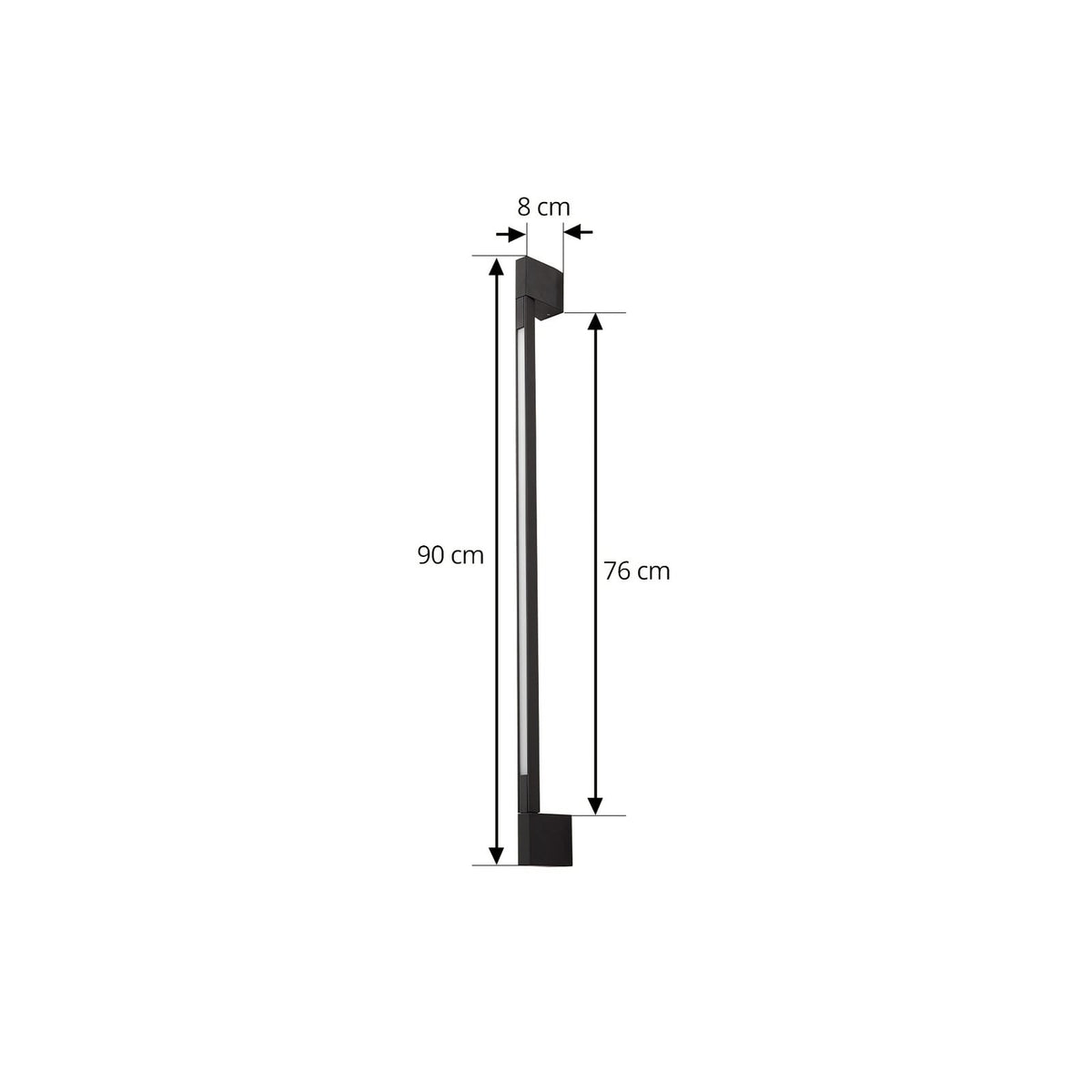 Nærbilde av LED utevegglampe Neano svart aluminium 90 cm