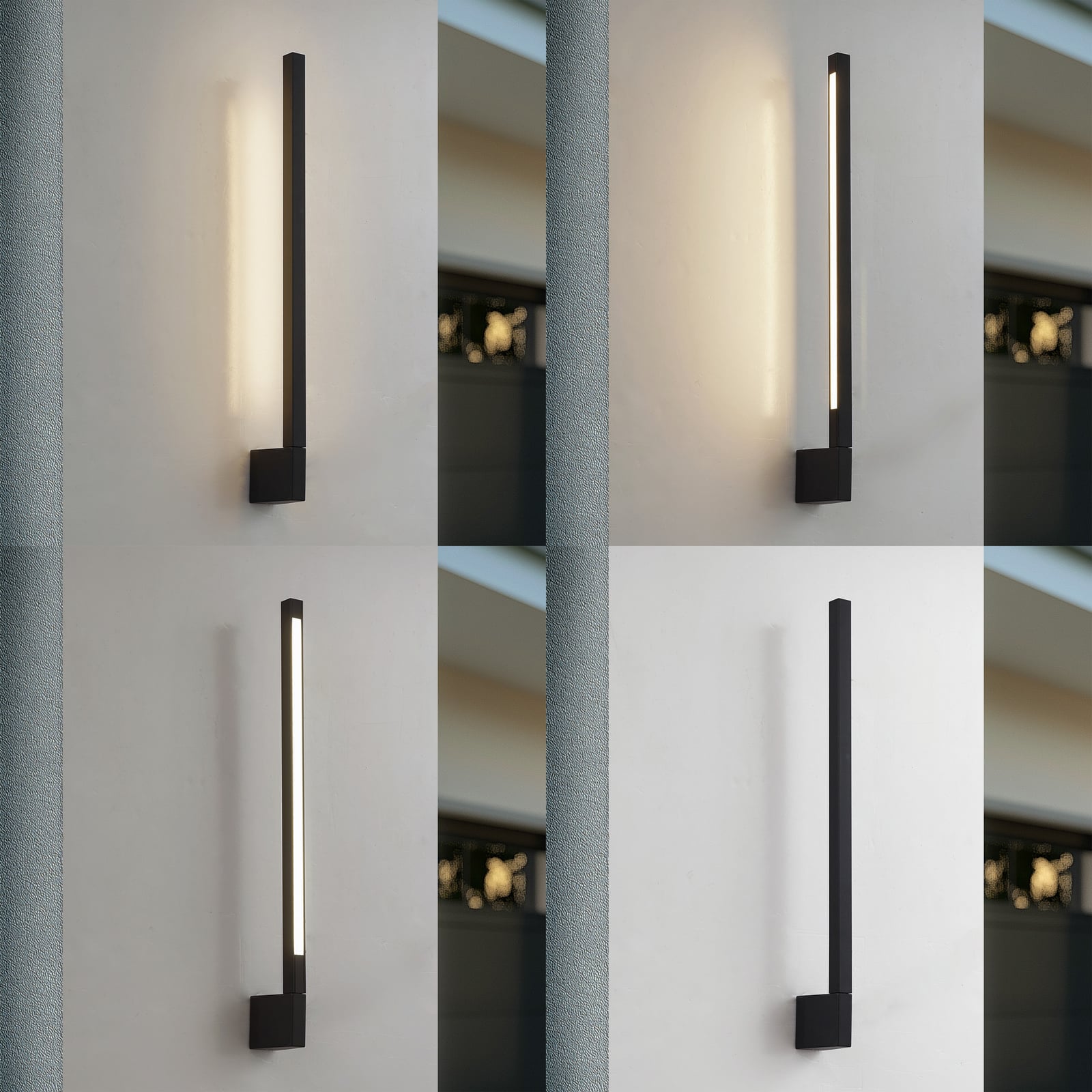 Detalj av LED utevegglampe Neano svart justerbar 60 cm IP54