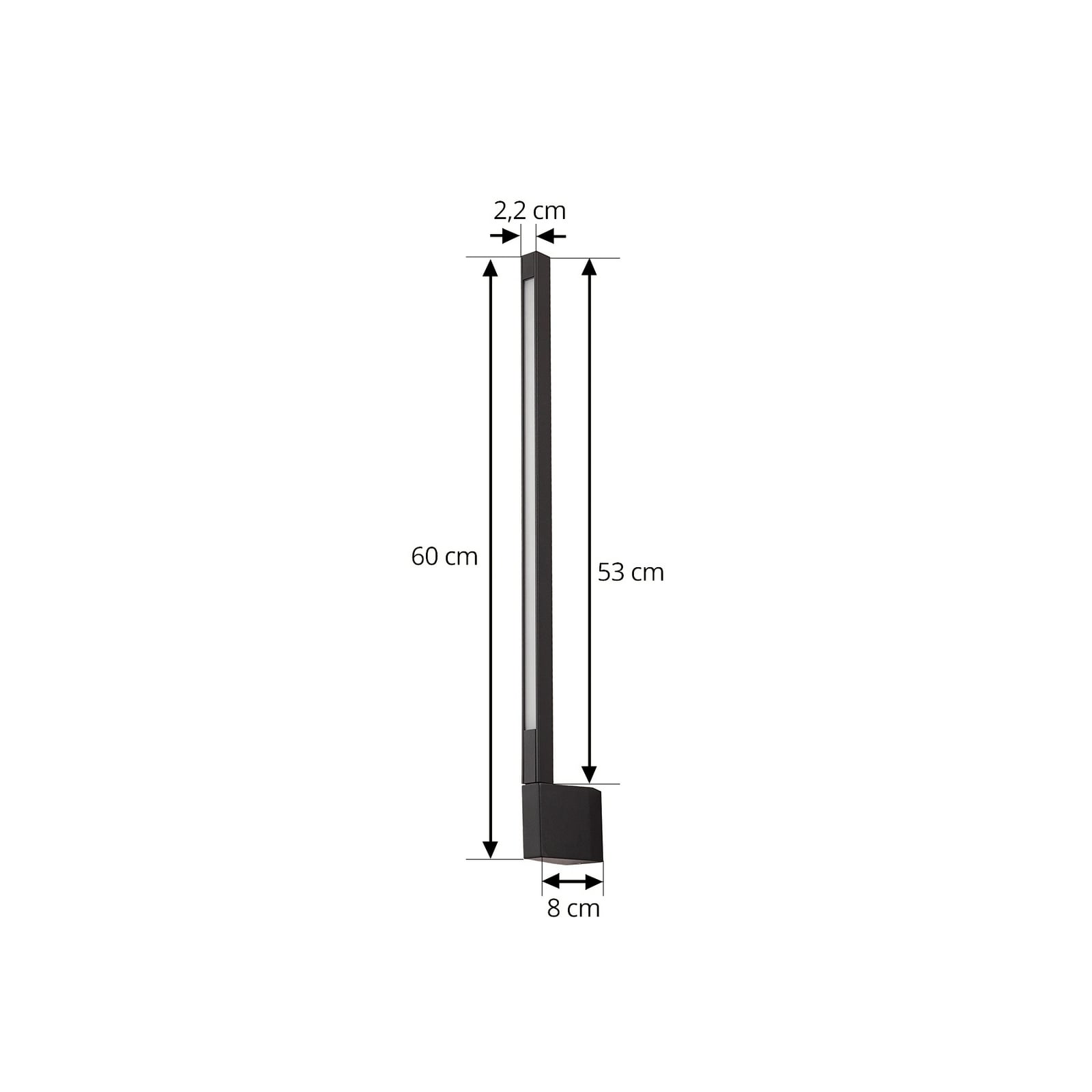 Nærbilde av LED utevegglampe Neano svart justerbar 60 cm IP54