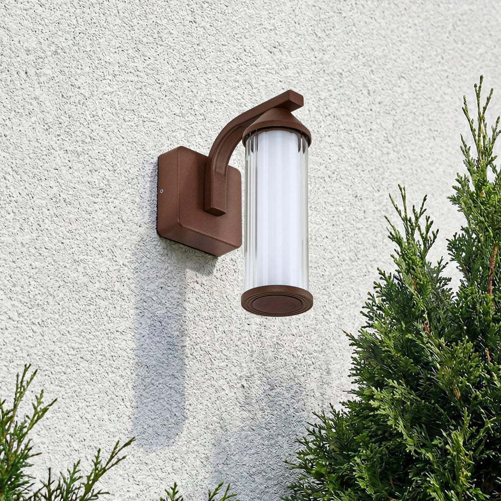 LED utevegglampe Neravio rustfarget aluminium bakside