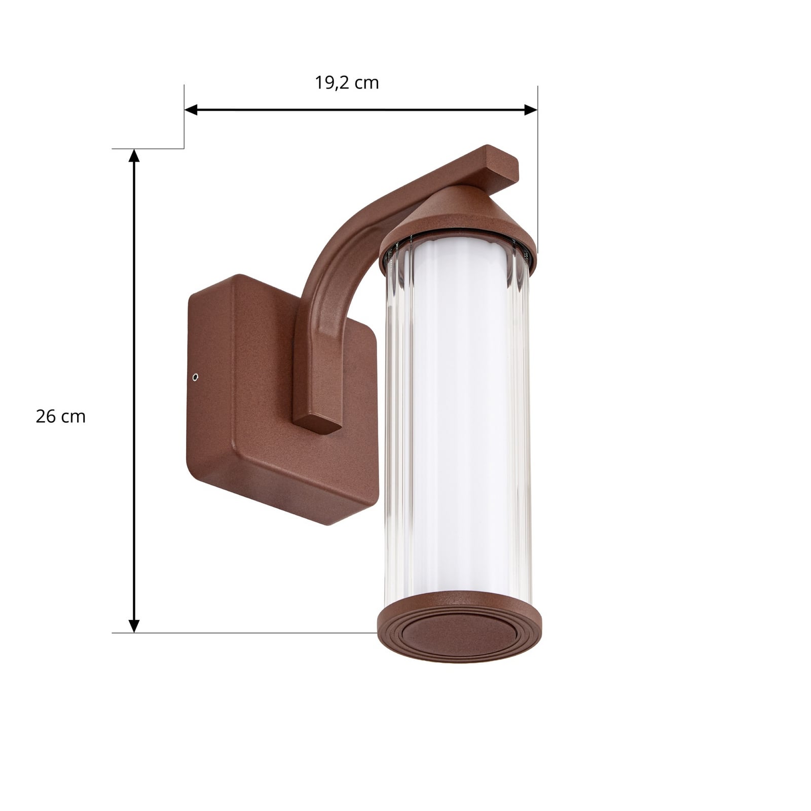LED utevegglampe Neravio rustfarget aluminium detalj