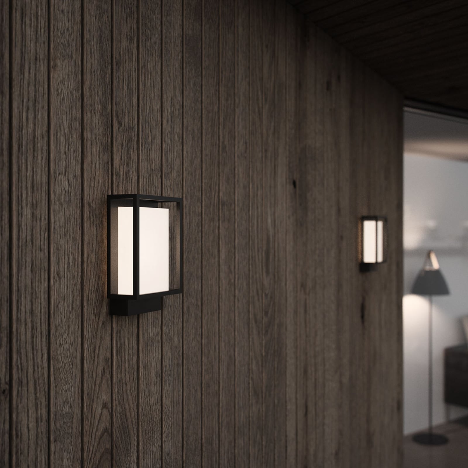 LED utevegglampe Nestor svart aluminium IP44 bakside