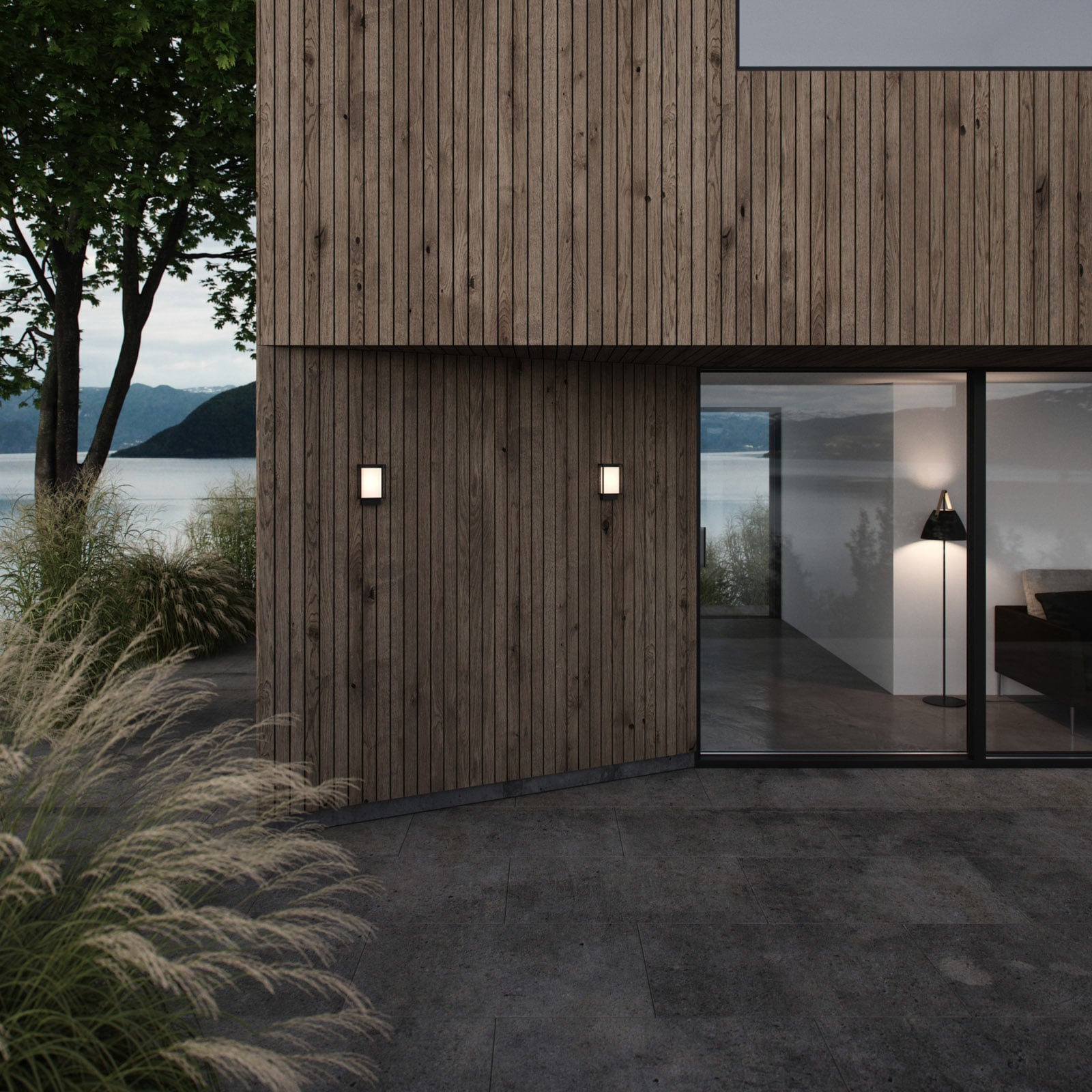 LED utevegglampe Nestor svart aluminium IP44 detalj