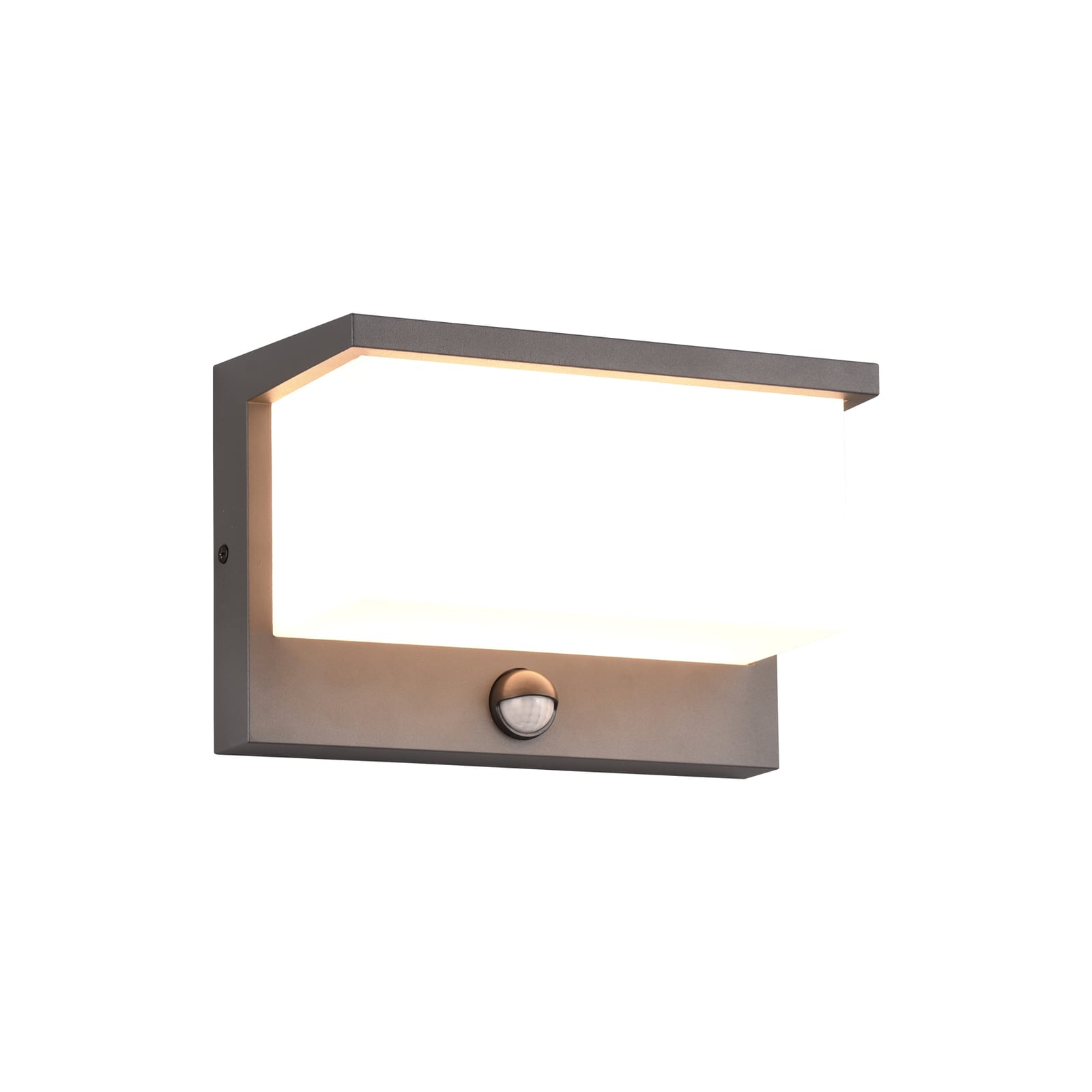 LED utevegglampe Nestos med bevegelsessensor antrasitt IP54 forfra