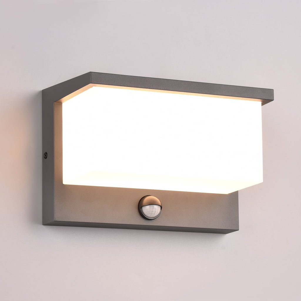 LED utevegglampe Nestos med bevegelsessensor antrasitt IP54 nærbilde
