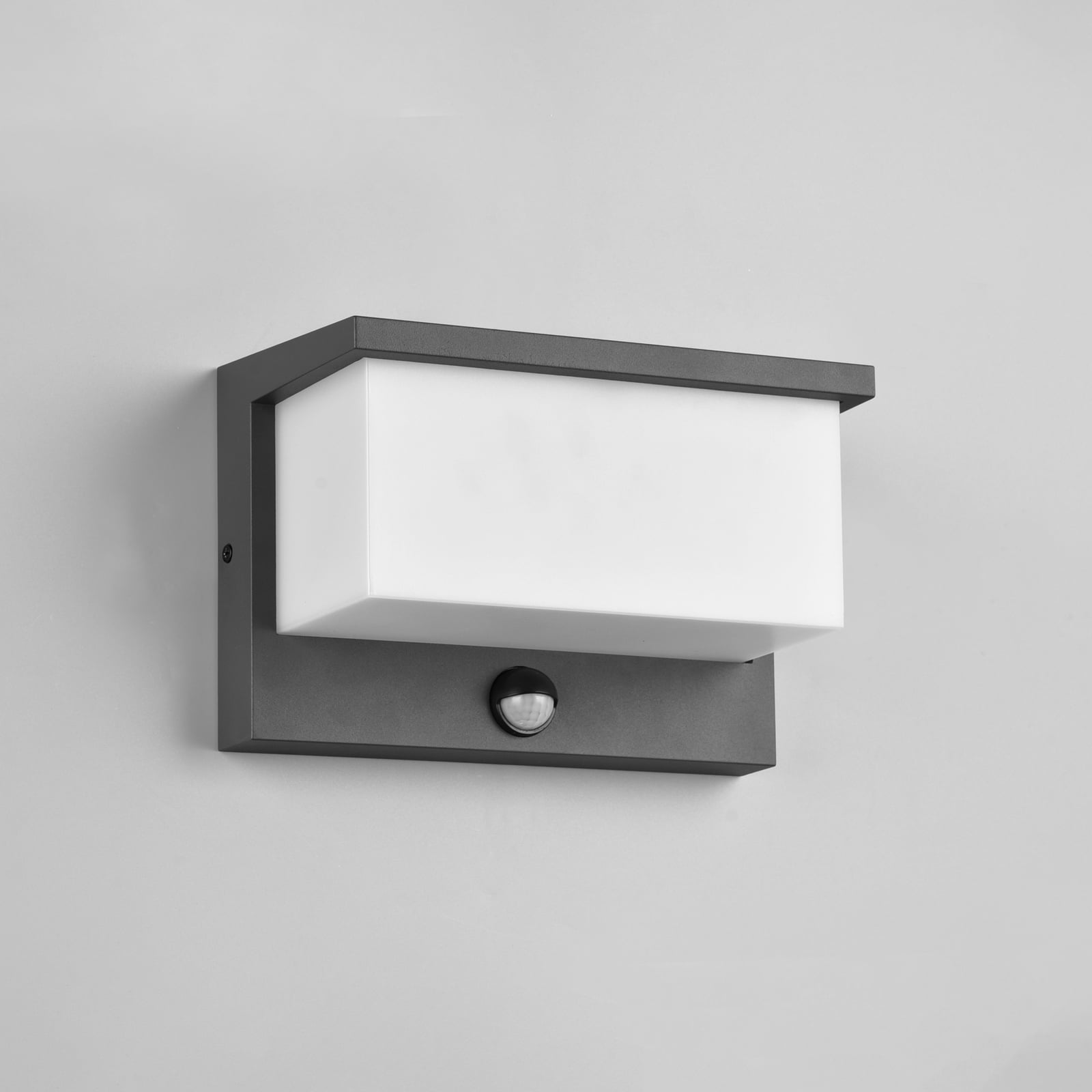 LED utevegglampe Nestos med bevegelsessensor antrasitt IP54 veggfeste