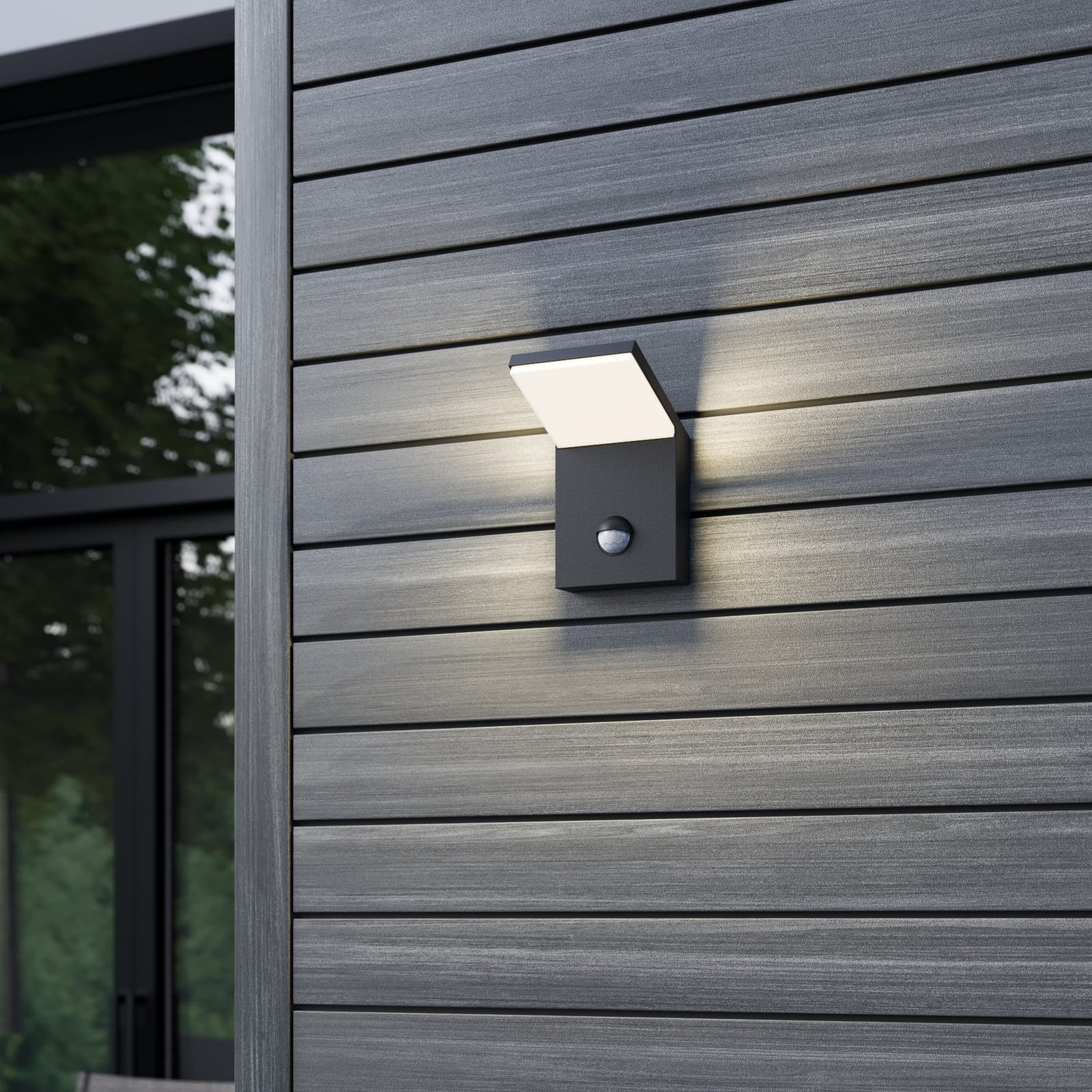Bakside av LED utevegglampe Nevio antrasitt med bevegelsessensor