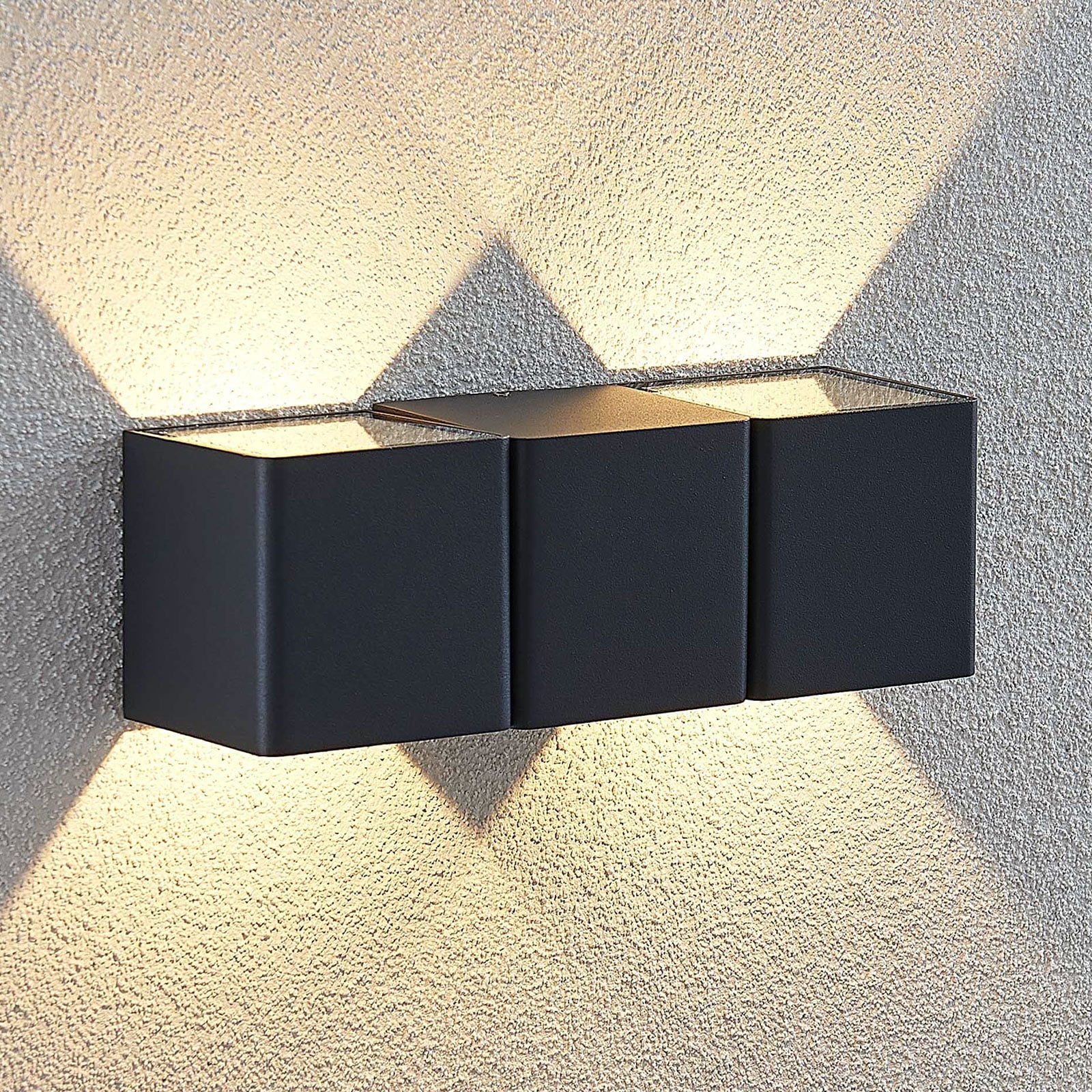 LED utevegglampe Niclas opp og ned aluminium IP54 forfra