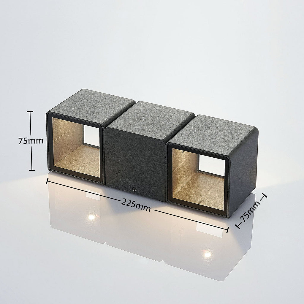 Detalj av LED utevegglampe Niclas opp og ned aluminium IP54
