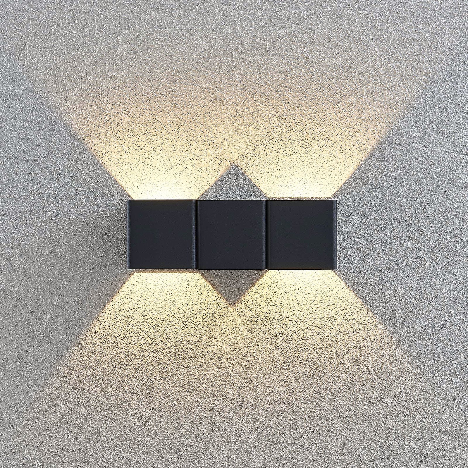 Nærbilde av LED utevegglampe Niclas opp og ned aluminium IP54