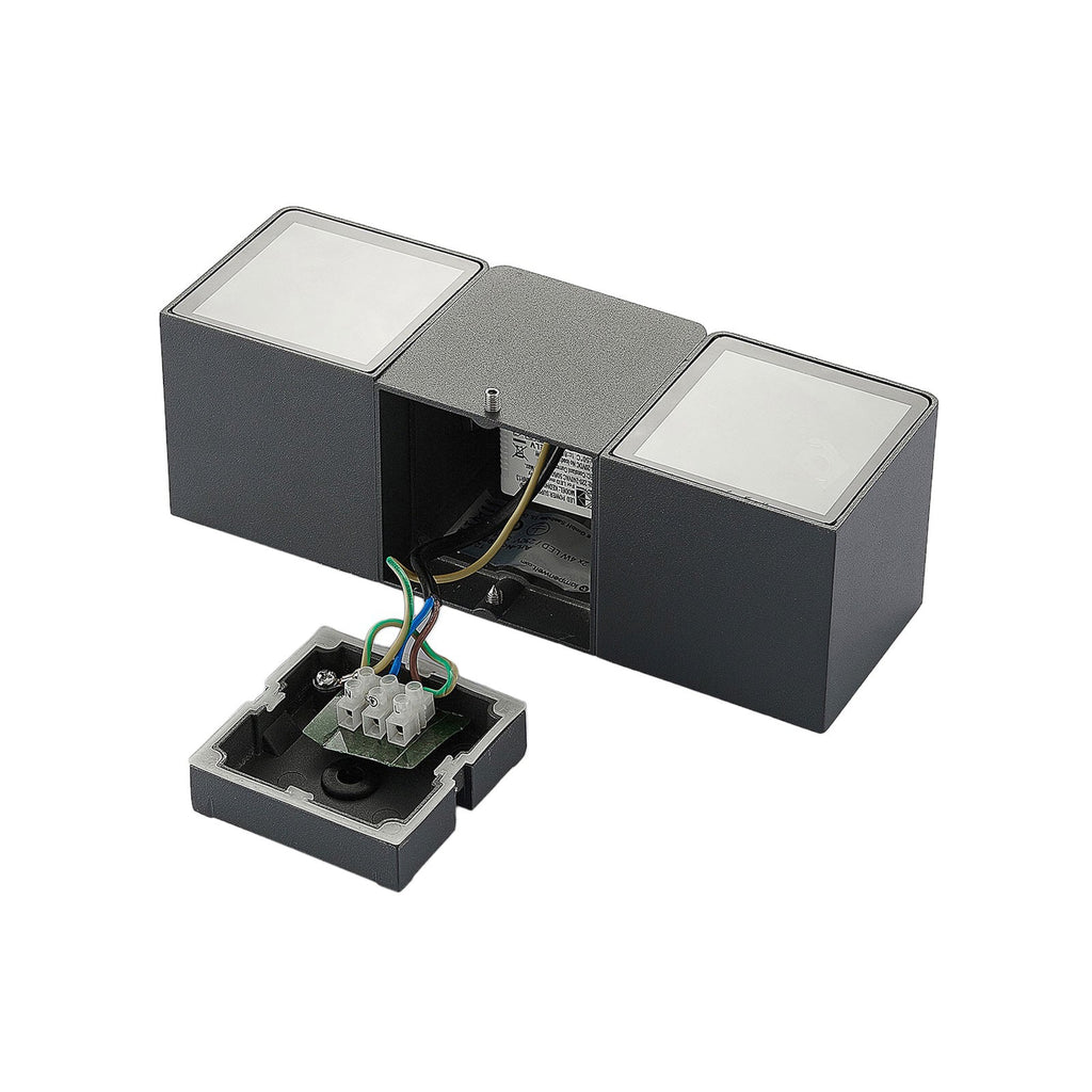 LED utevegglampe Niclas opp og ned aluminium IP54 monteringsdetalj