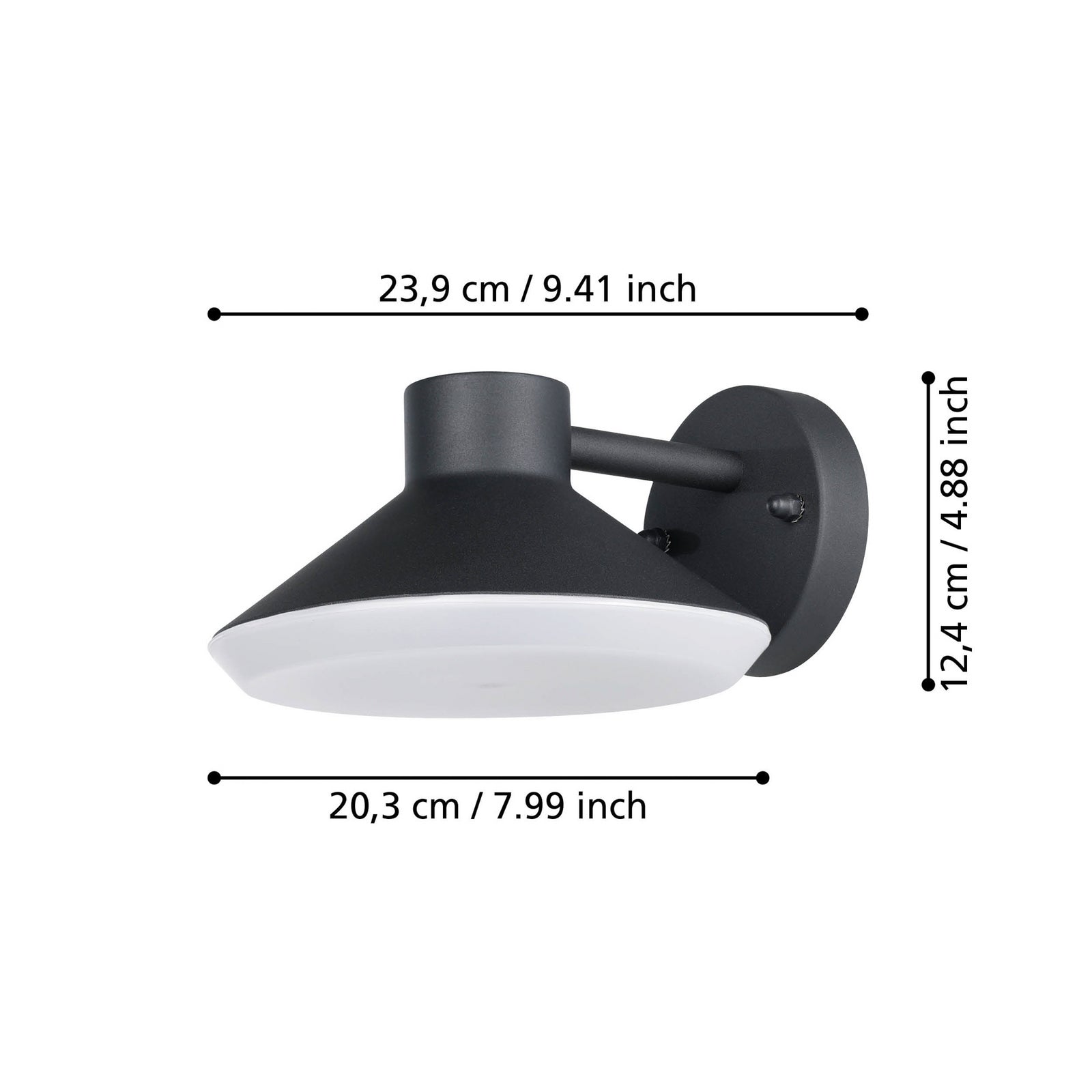 LED utevegglampe Ninnarella svart hvit nærbilde av lyskilde
