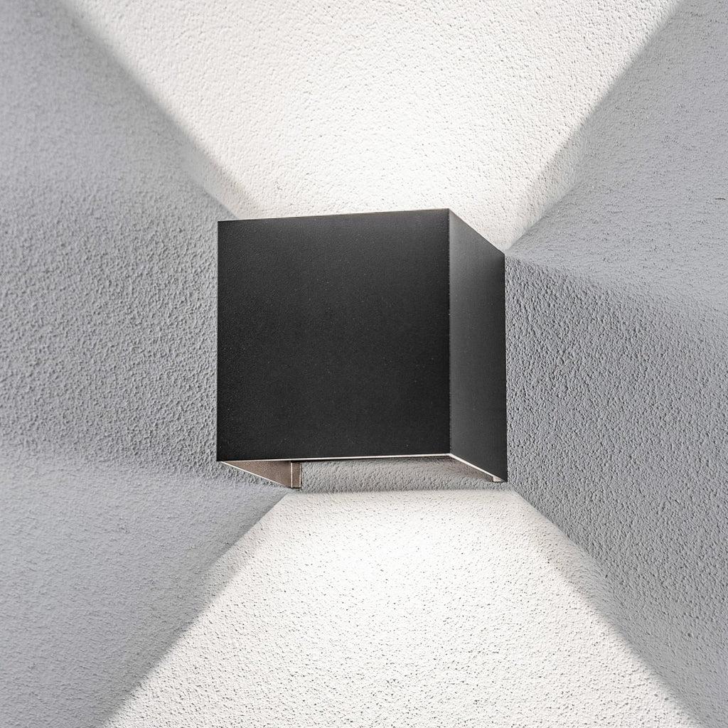 LED utevegglampe Nivar firkantet svart forfra