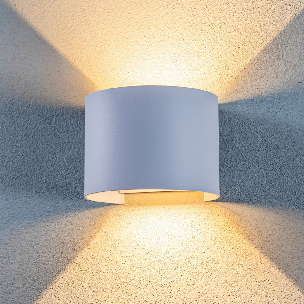 LED utevegglampe Nivar rund hvit metall IP54 forside