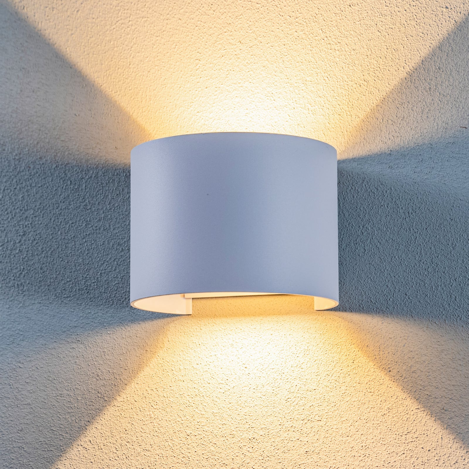 LED utevegglampe Nivar rund hvit metall IP54 forside