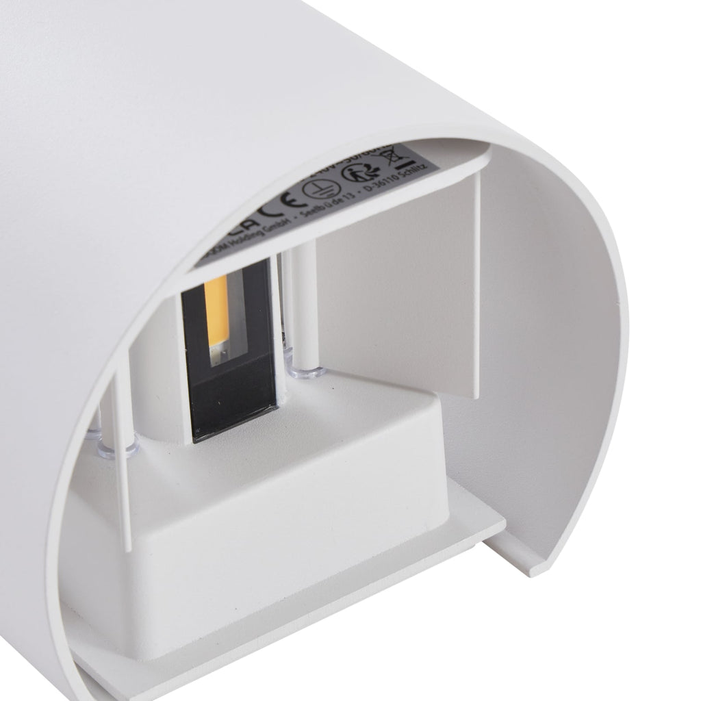 LED utevegglampe Nivar rund hvit metall IP54 lysdetalj