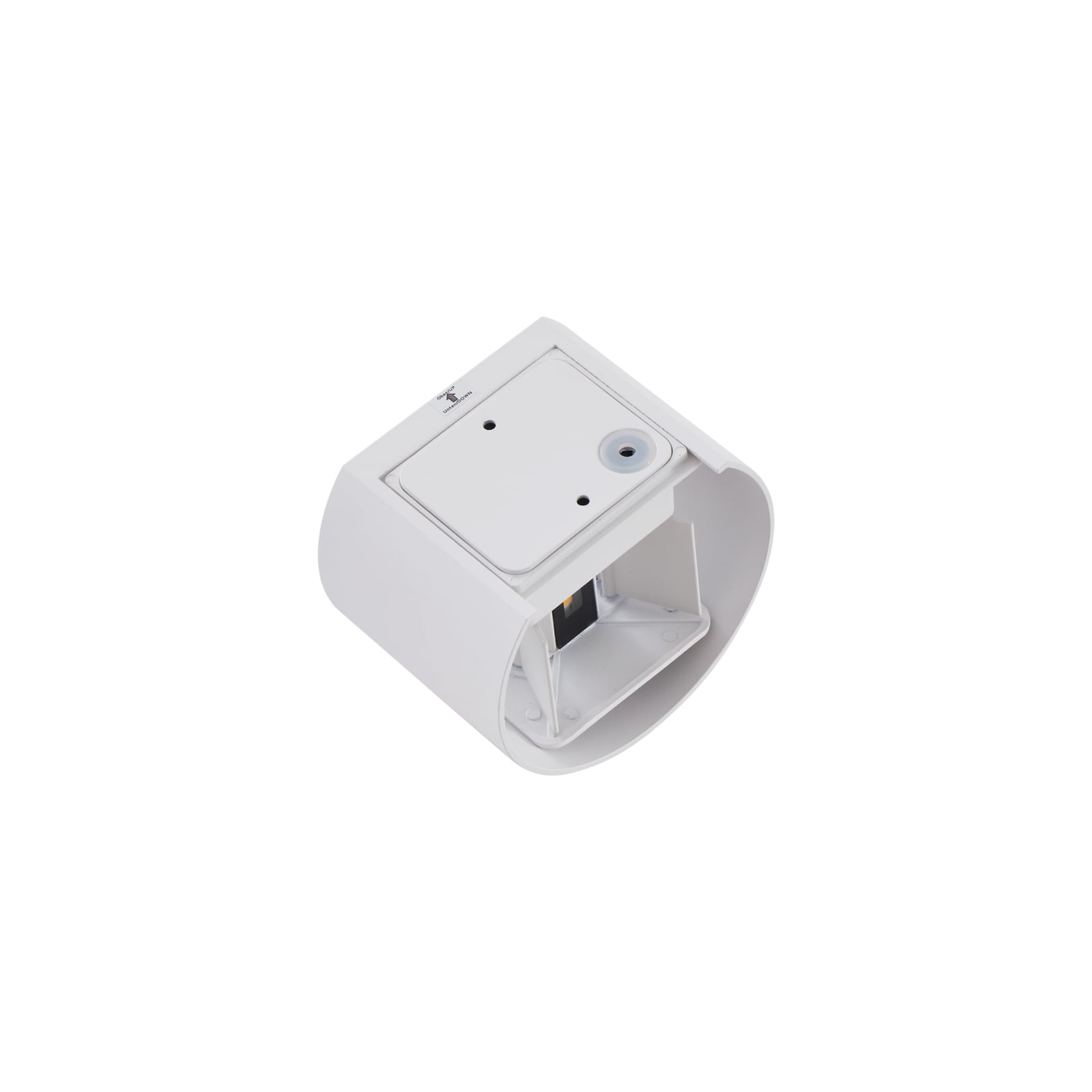 LED utevegglampe Nivar rund hvit metall IP54 monteringsdetalj